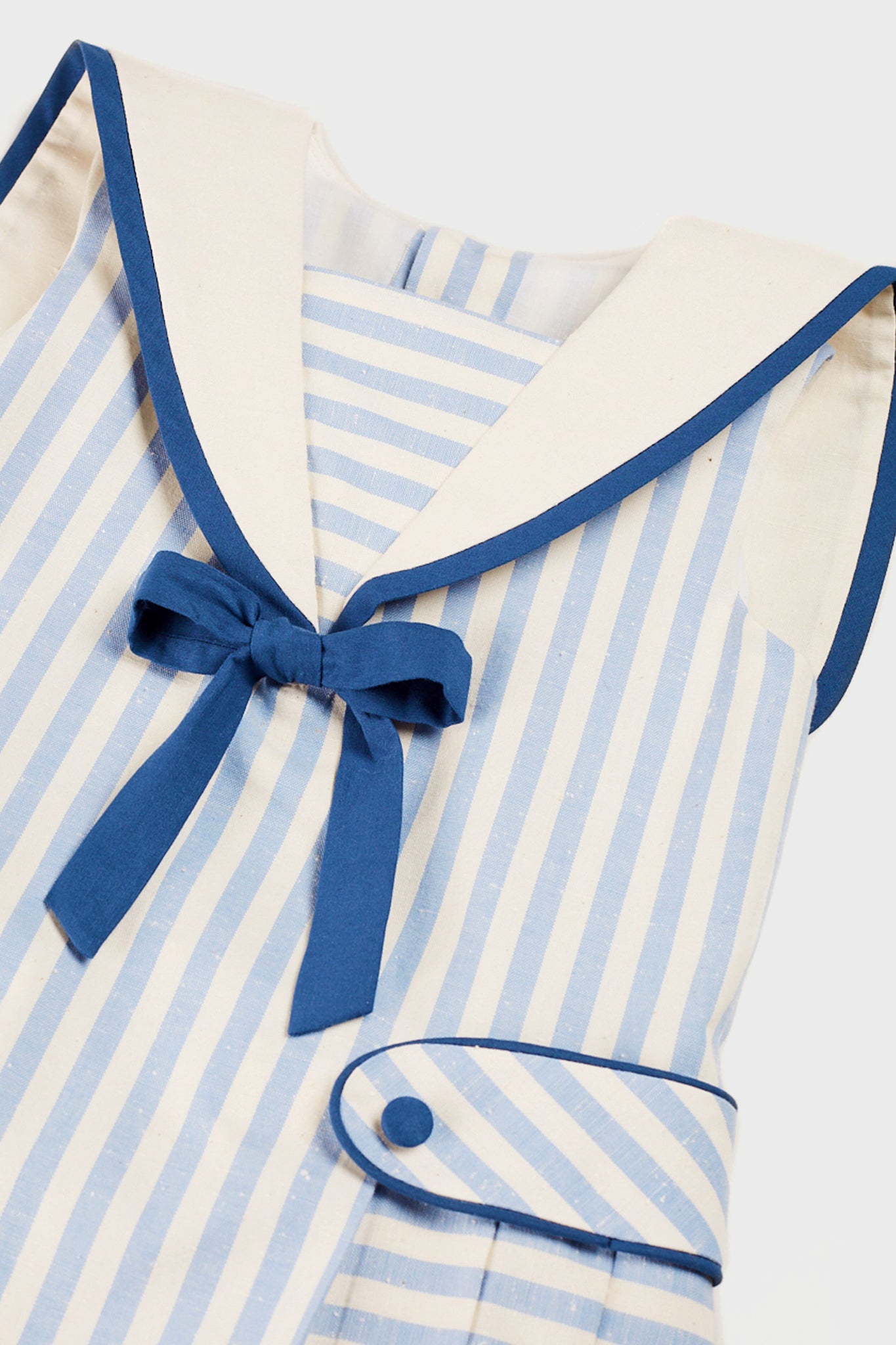 Regency Striped Mariner Collar Pleated Sleeveless Dress in Blue-Charming Tale Store