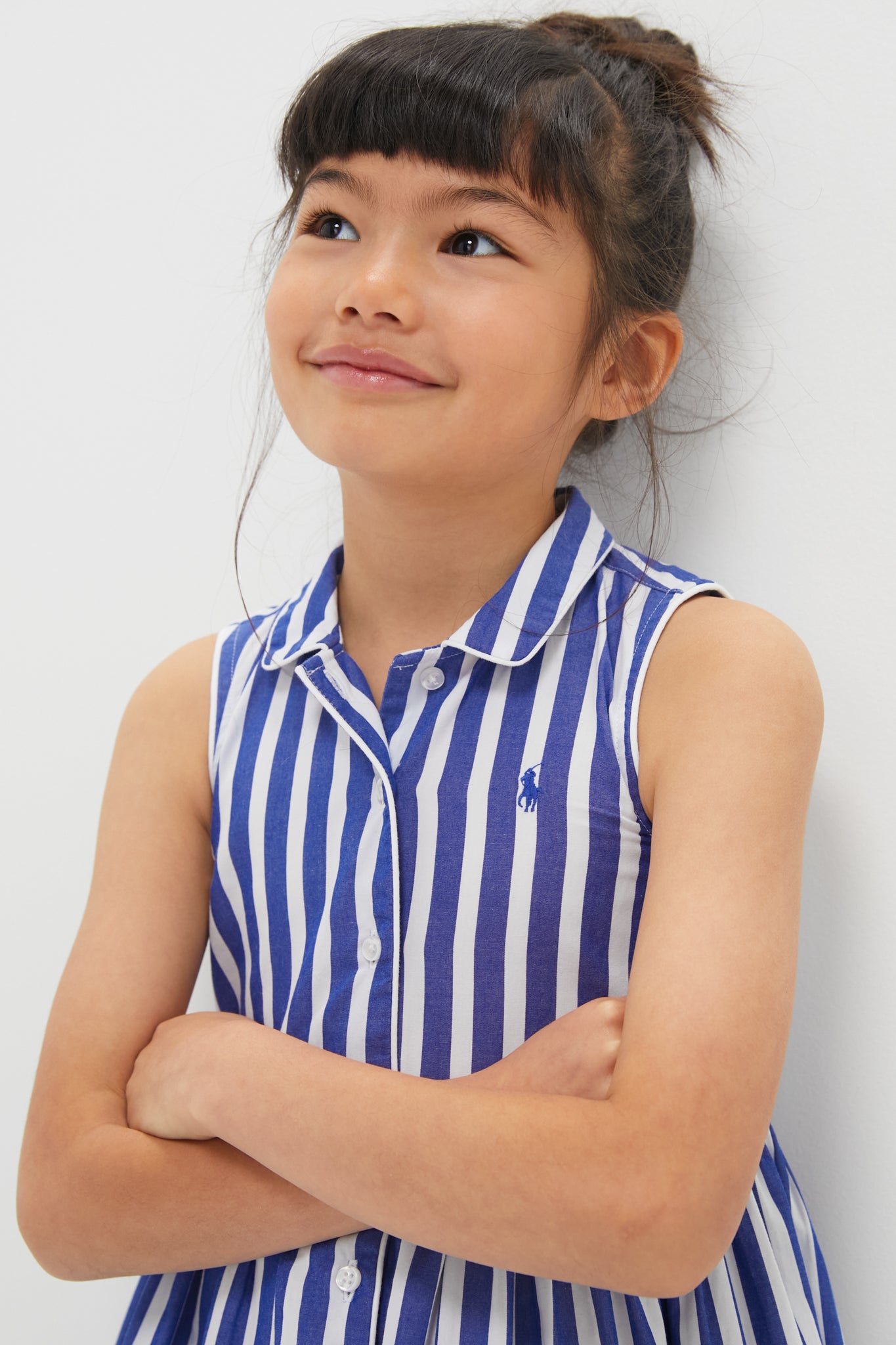 Sleeveless Cotton Striped Shirt Dress-Charming Tale Store