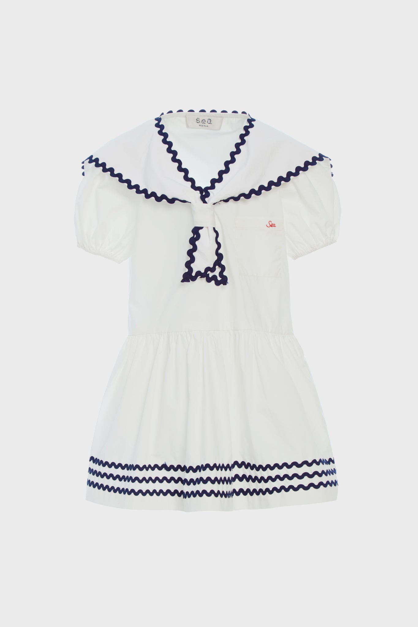 White Nancy Nautical Short Sleeve Dress-Charming Tale Store