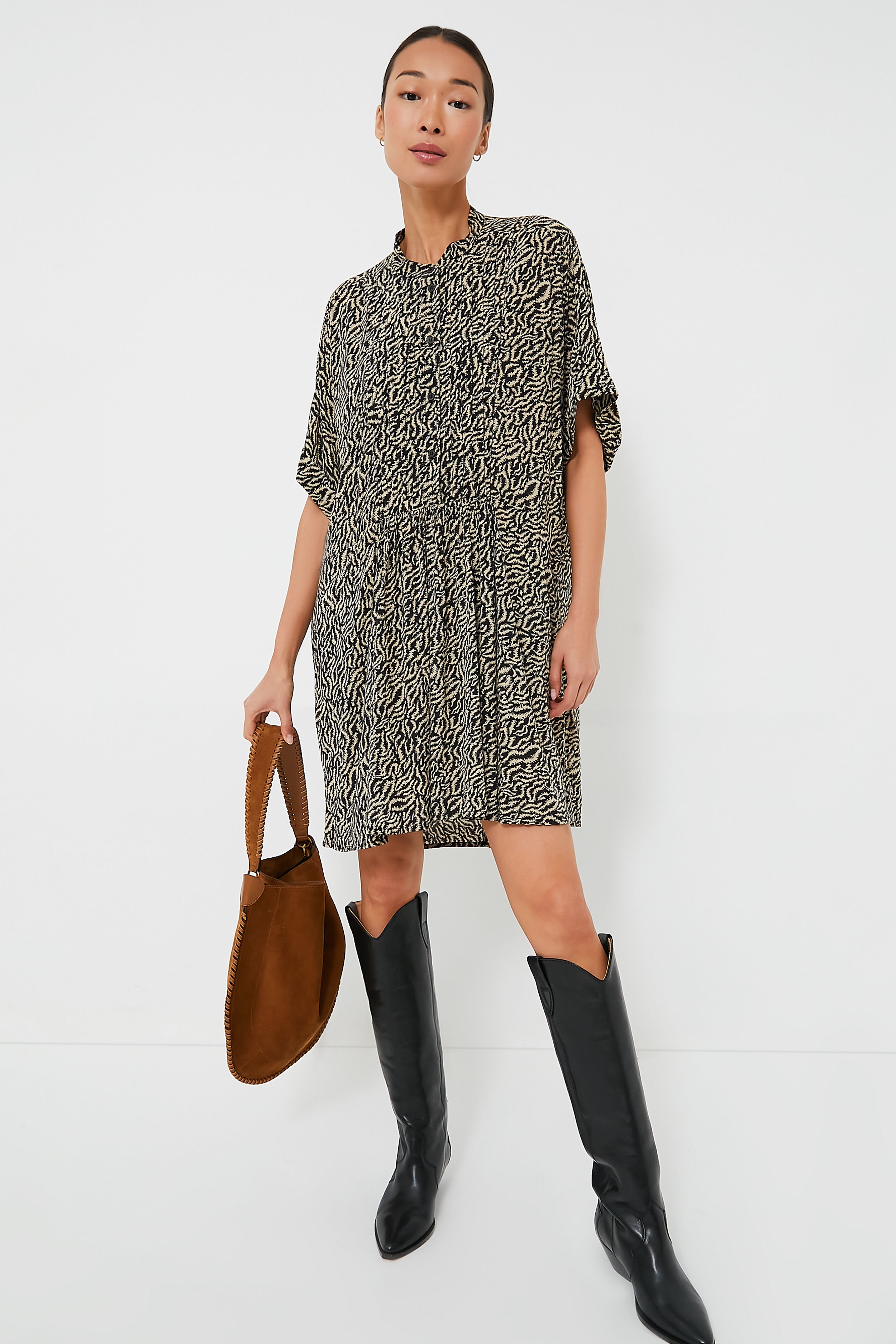 Ecru Black Vallea Dress-Charming Tale Store