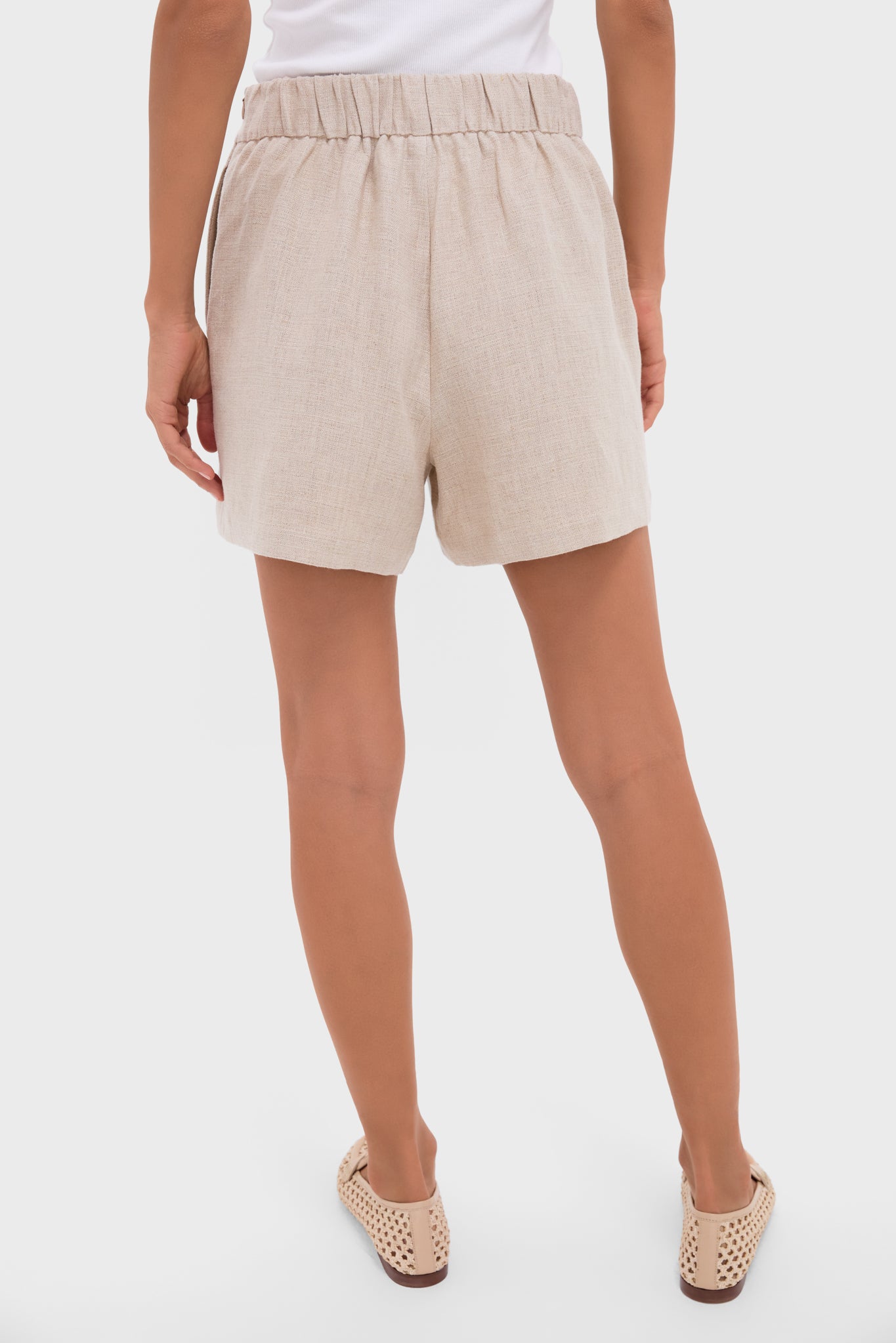 Tan Linen Shipley Shorts-Charming Tale Store