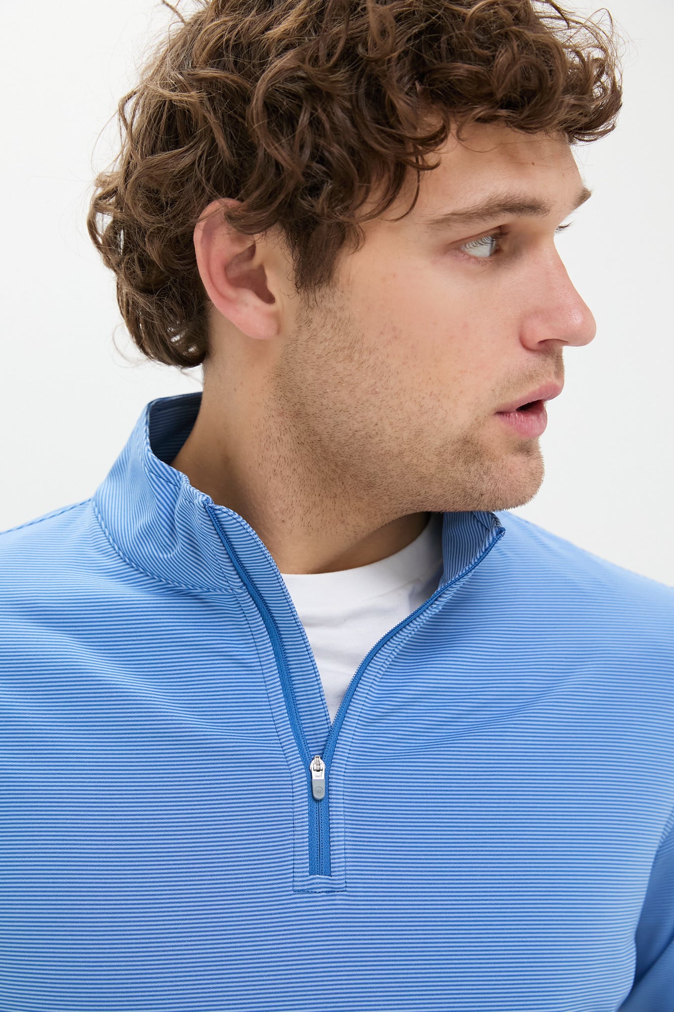 Sailor Blue Perth Sugar Stripe Performance Quarter-Zip-Charming Tale Store