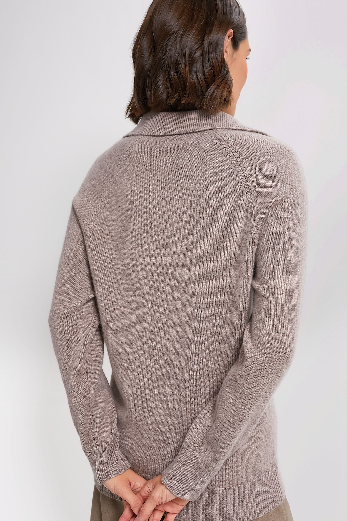 Wheat Carlisle Cashmere Banded Polo Sweater-Charming Tale Store