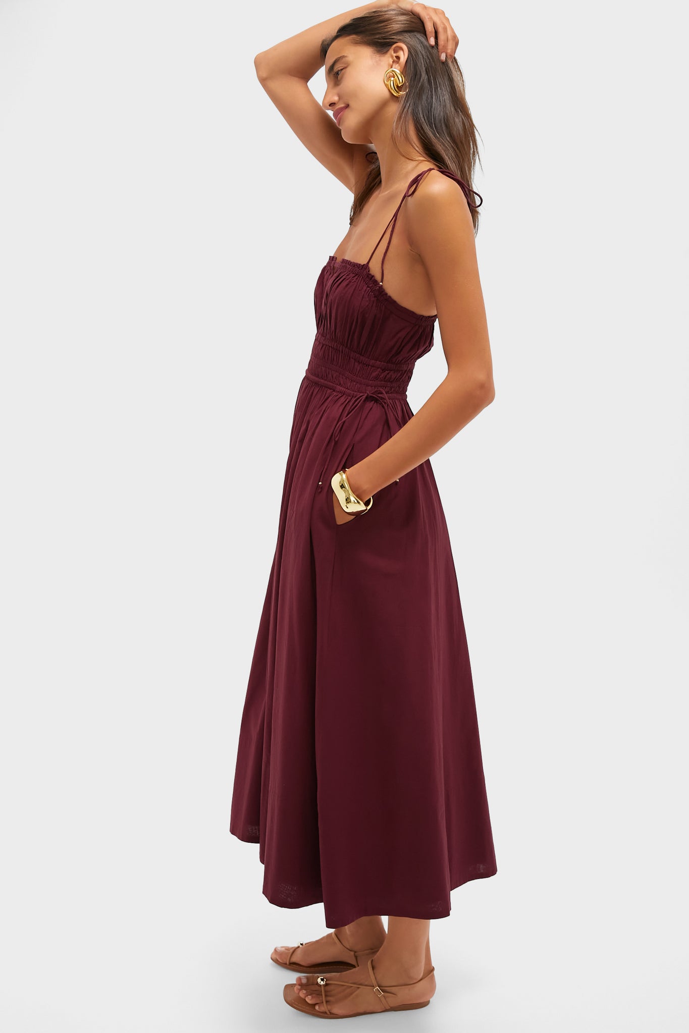 Bordeaux Eldora Midi Dress-Charming Tale Store