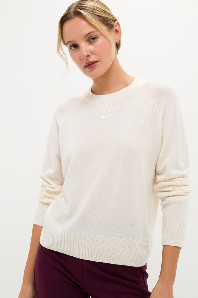Buttercream Washable Cashmere Malcolm Crewneck-Charming Tale Store