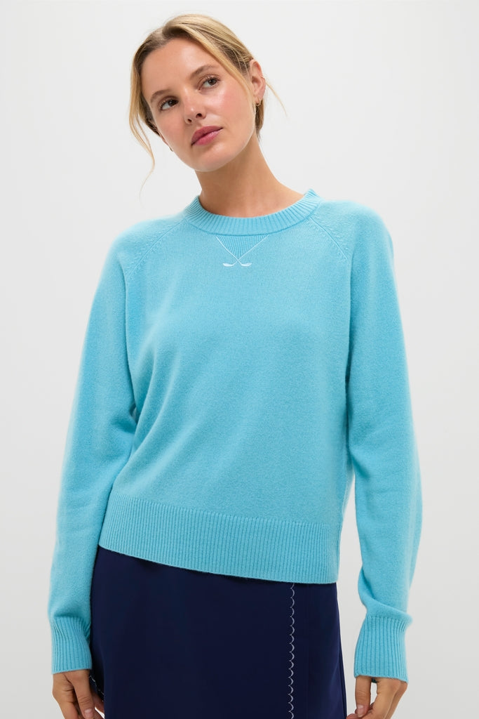 Bright Blue Washable Cashmere Malcolm Crewneck-Charming Tale Store