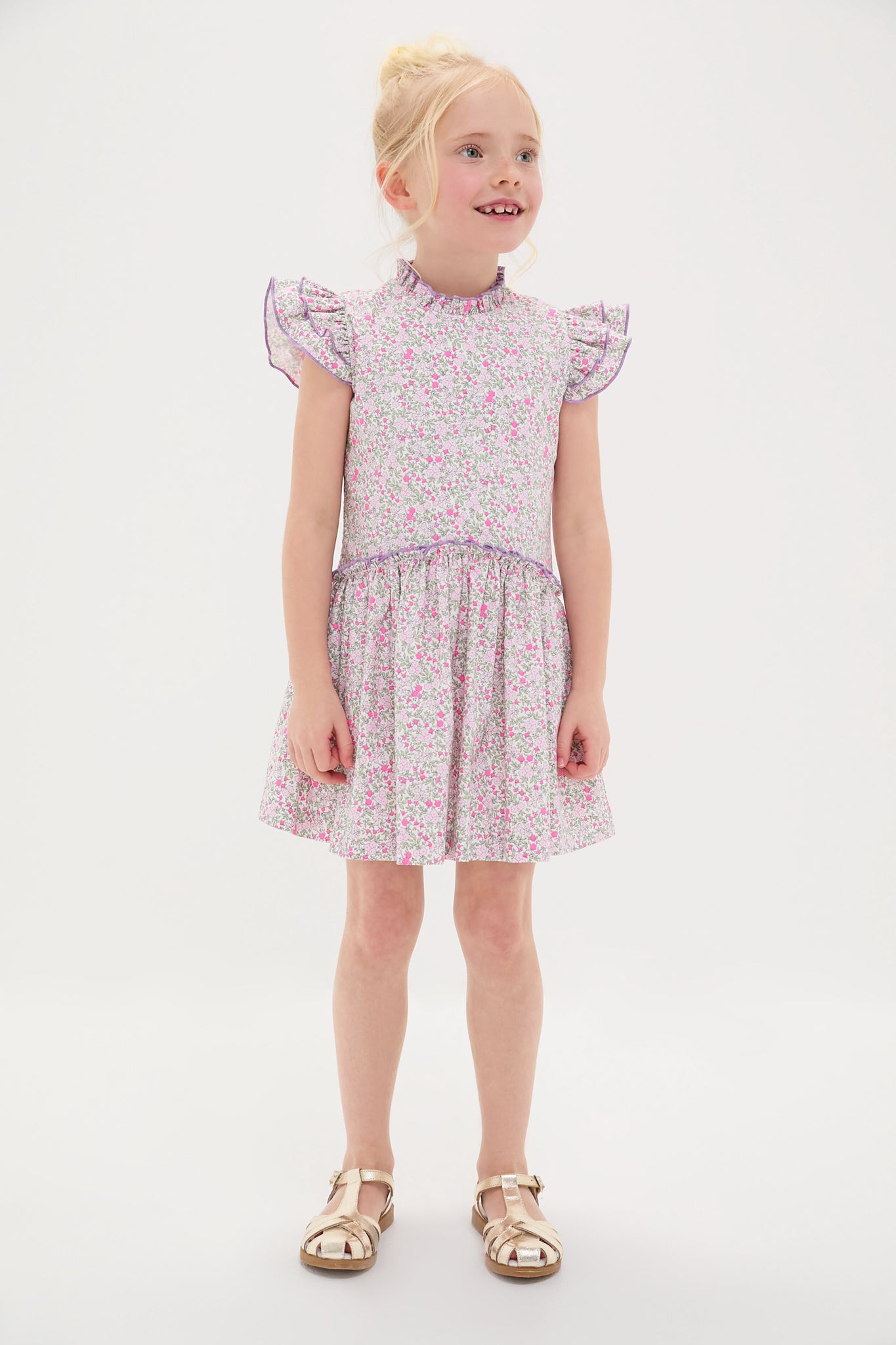 Fuschia Floral Filomena Drop Waist Dress-Charming Tale Store