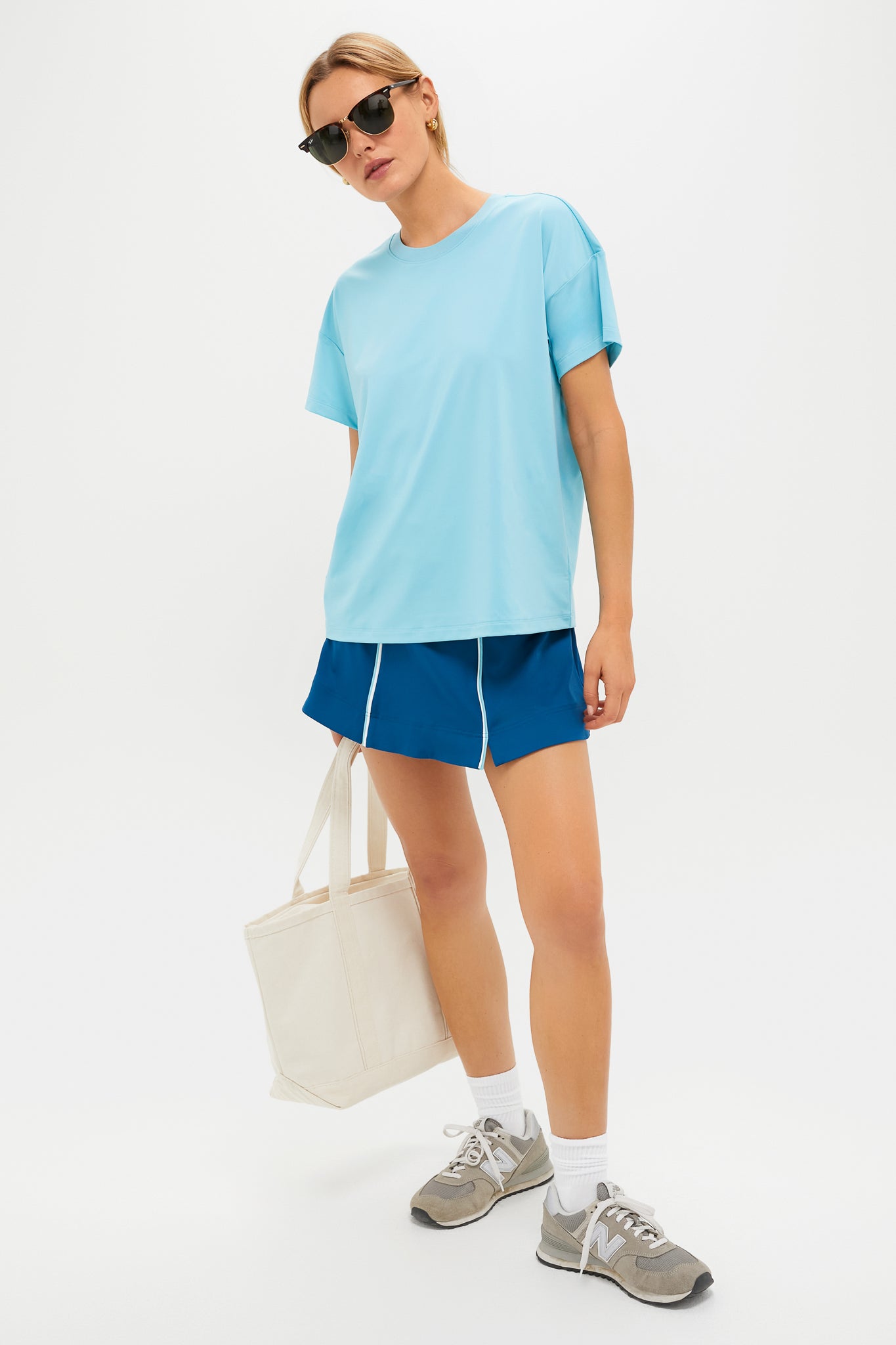 Bright Blue Short Sleeve Performance Jersey Ryan Boyfriend Tee-Charming Tale Store