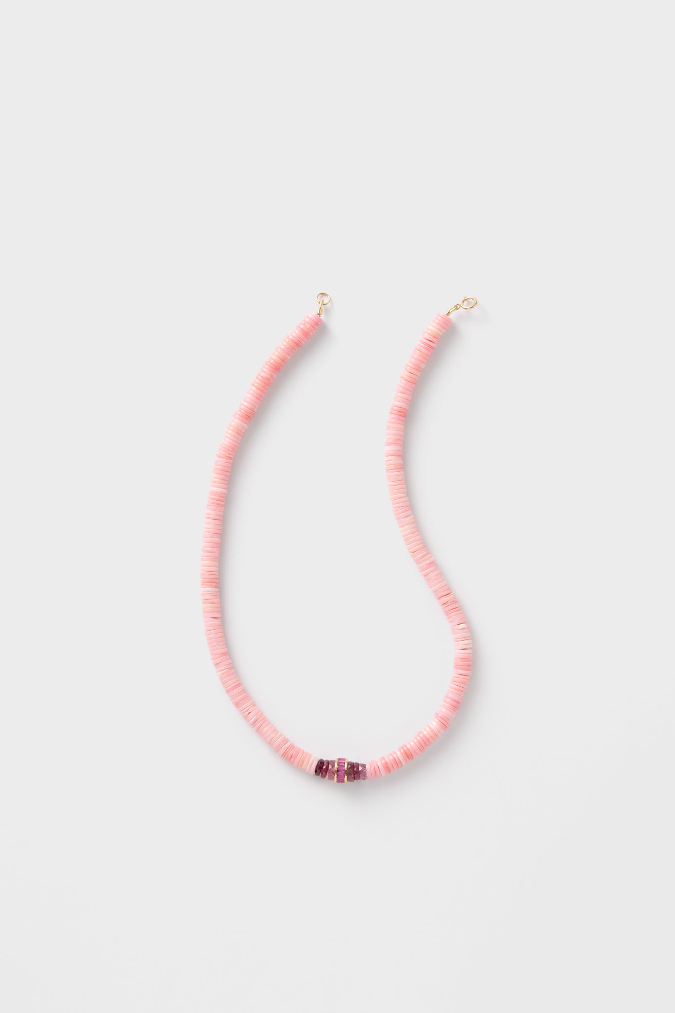 Conch With Ruby Barrel Bead Necklace-Charming Tale Store