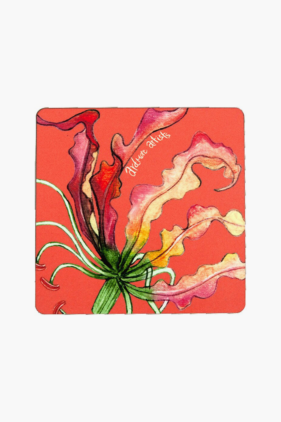 Coral Flame Lily Coasters (Set of 4)-Charming Tale Store