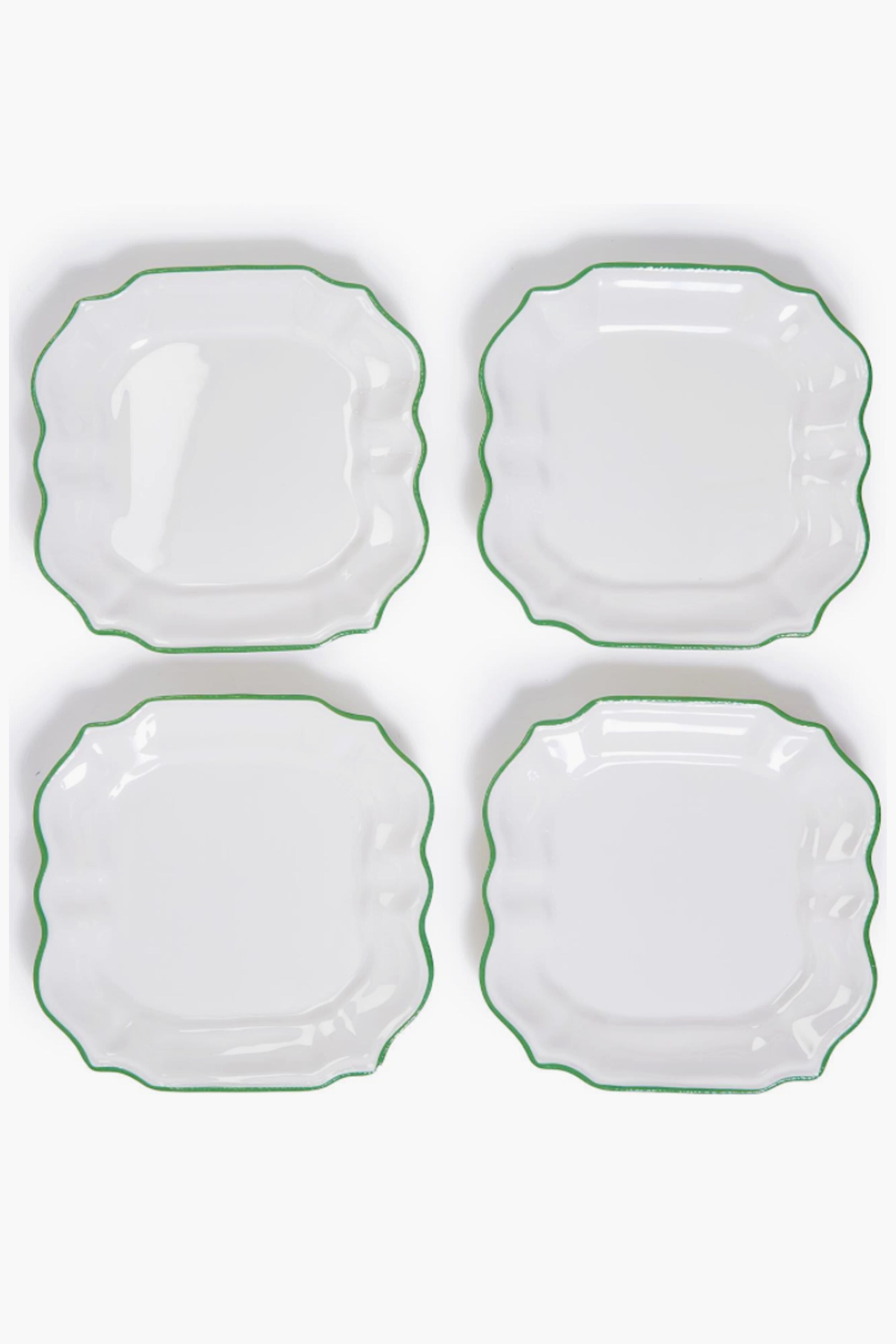 Garden Soiree Set of 4 Dinner Plates with Green Border-Charming Tale Store