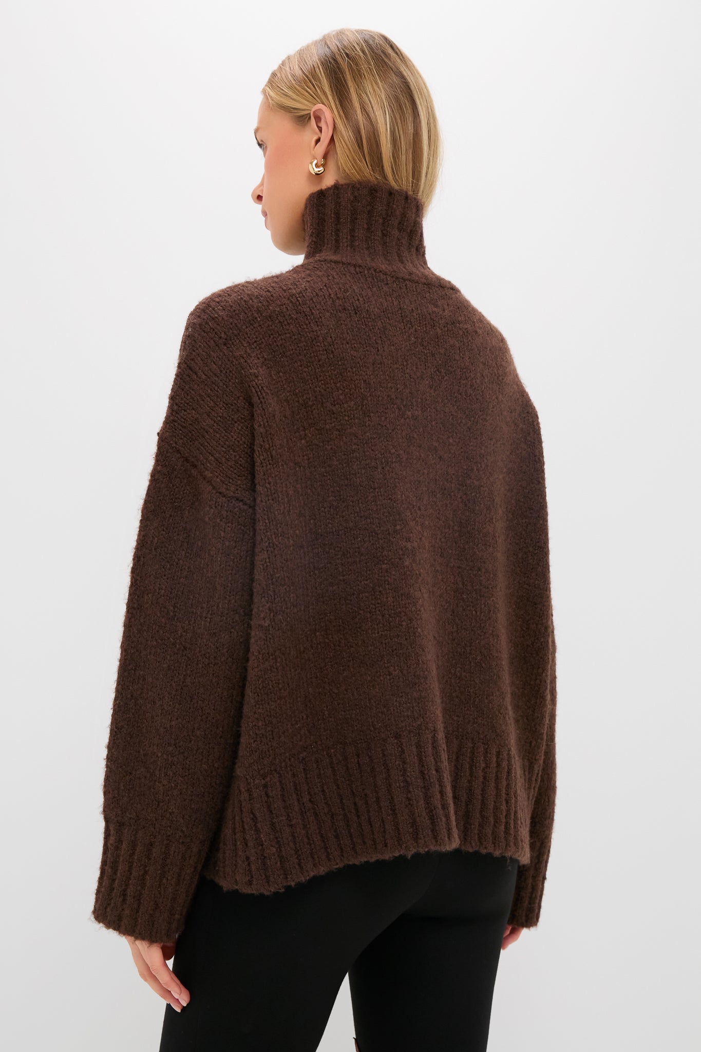 Chocolate Boucle Hannah Turtleneck Sweater-Charming Tale Store