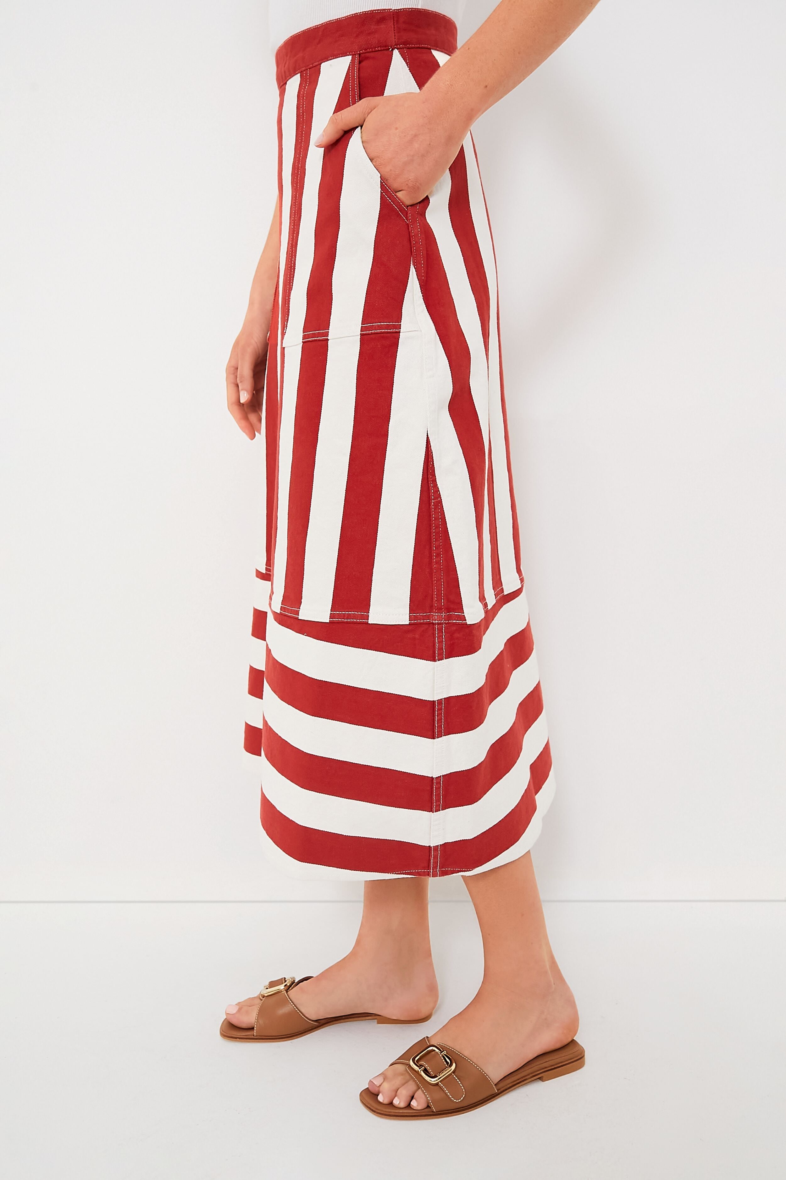 Brick Cabana Stripe Nadine Skirt-Charming Tale Store