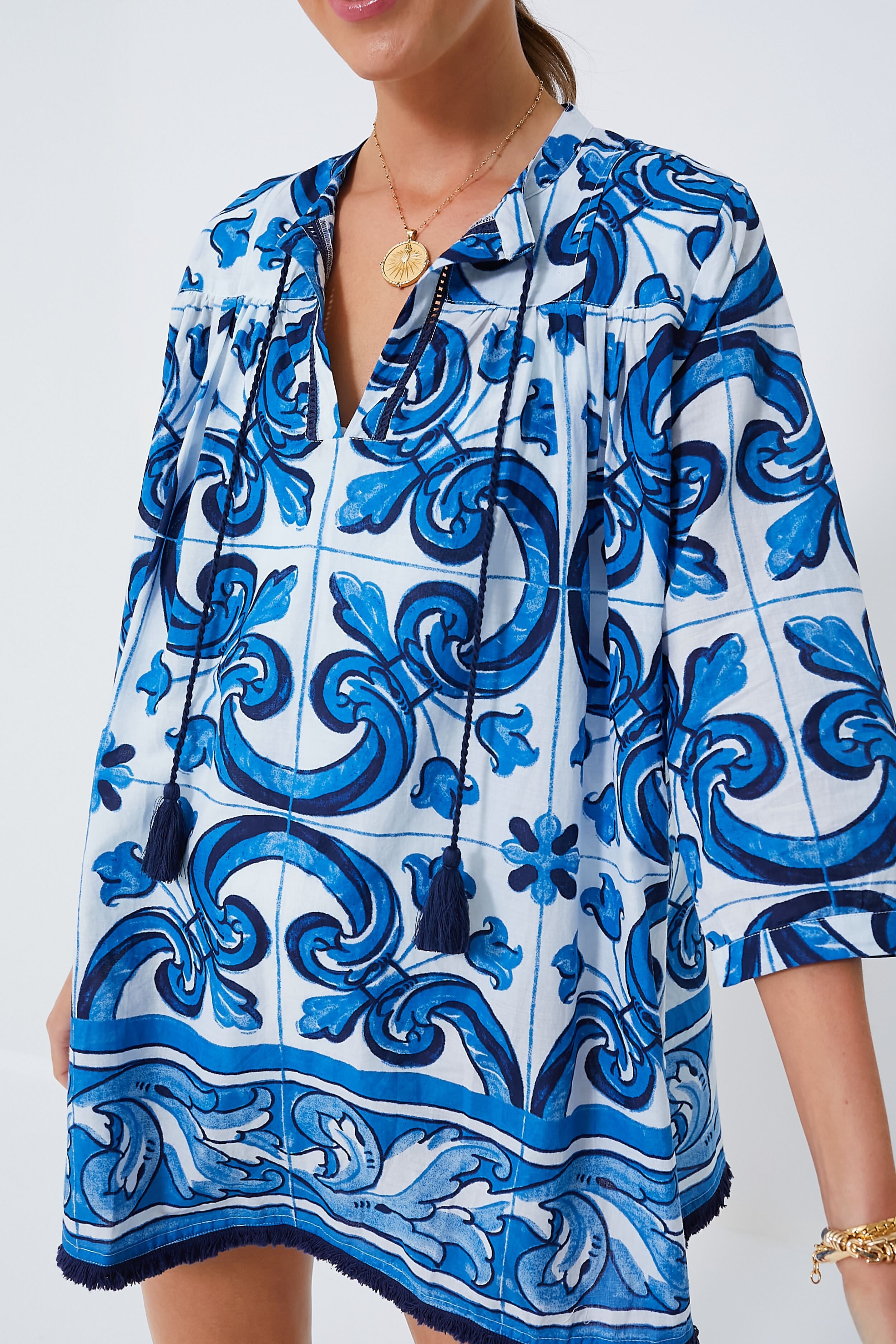 Capri Blue Majolica Tile Bondi Coverup-Charming Tale Store