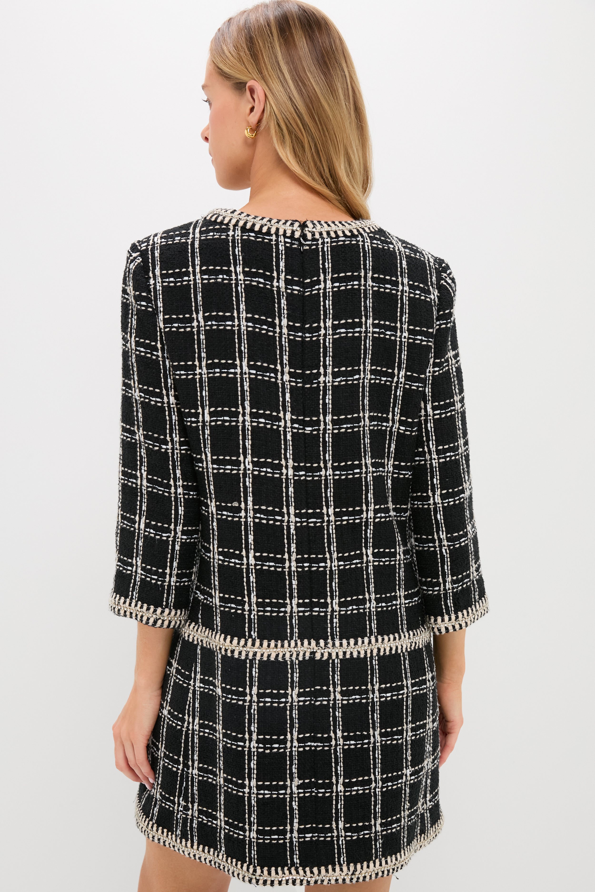 Embellished Black Tweed Onassis Dress-Charming Tale Store