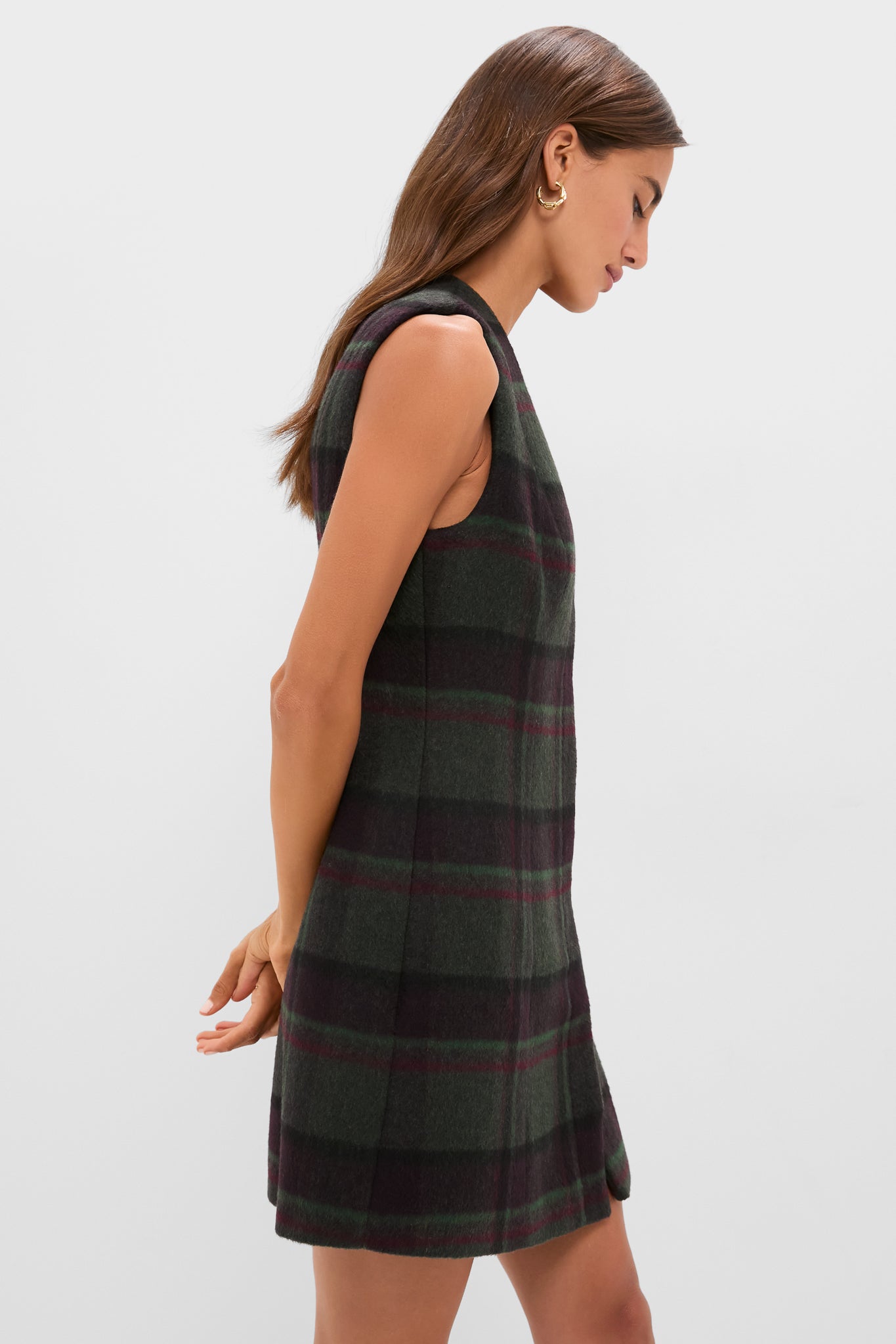Forest Plaid Wool Mercer Dress-Charming Tale Store