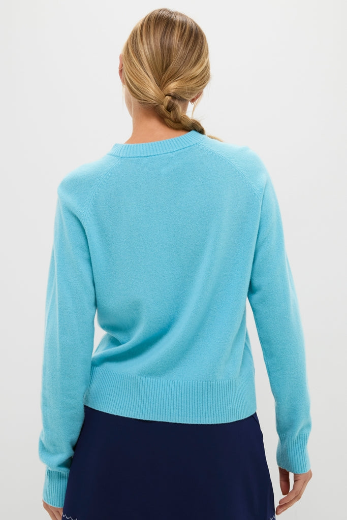 Bright Blue Washable Cashmere Malcolm Crewneck-Charming Tale Store