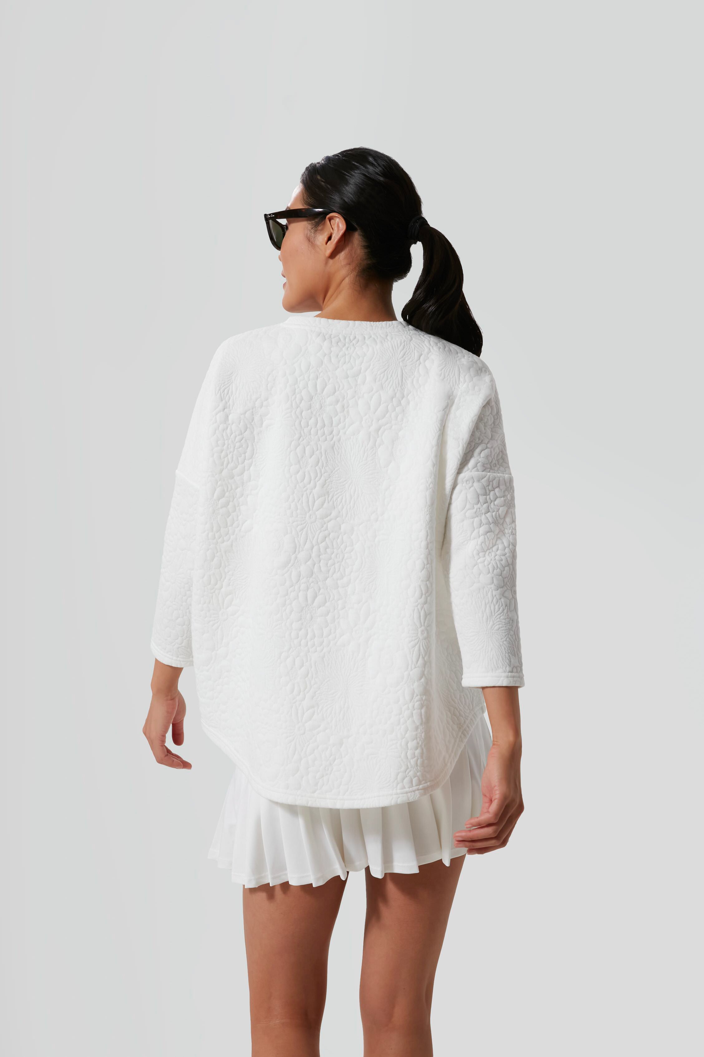 White Fleur Ally Swing Sweatshirt-Charming Tale Store