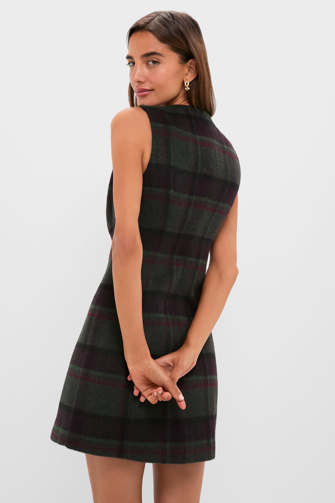 Forest Plaid Wool Mercer Dress-Charming Tale Store
