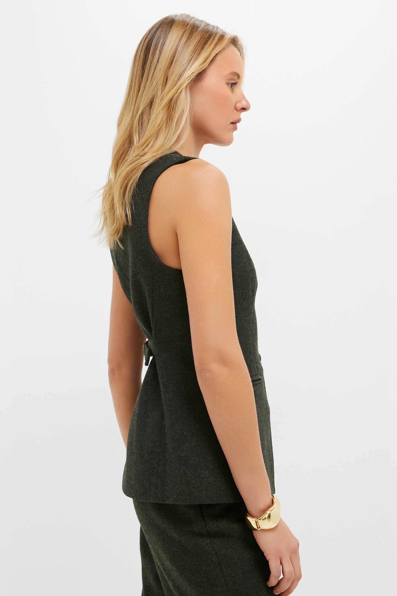 Hunter Green Tweed Herringbone Thompson Vest-Charming Tale Store