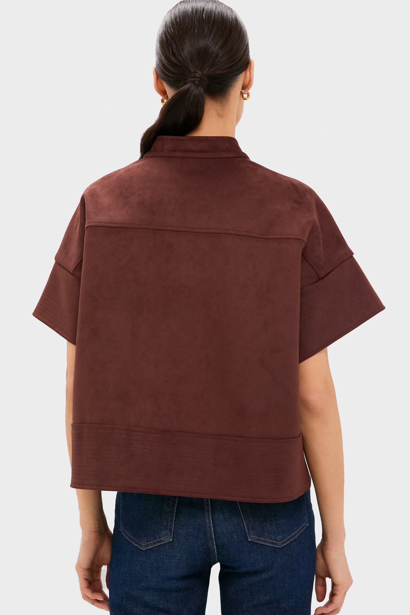 Ganache Vegan Suede Trapunto Stitch Sofia Shirt-Charming Tale Store