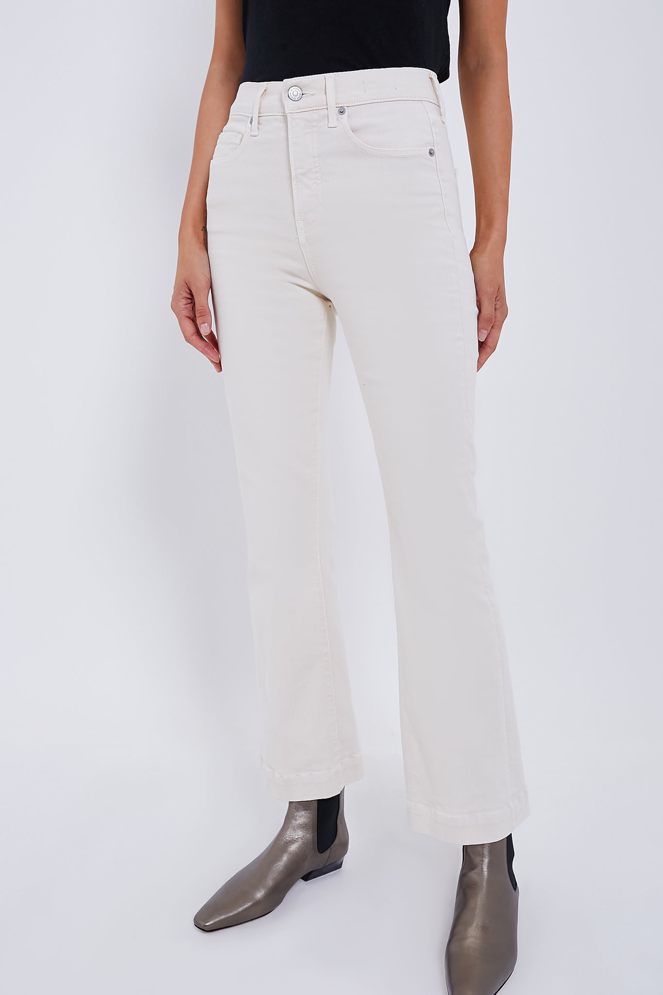 Ecru Carson High Rise Ankle Flare-Charming Tale Store