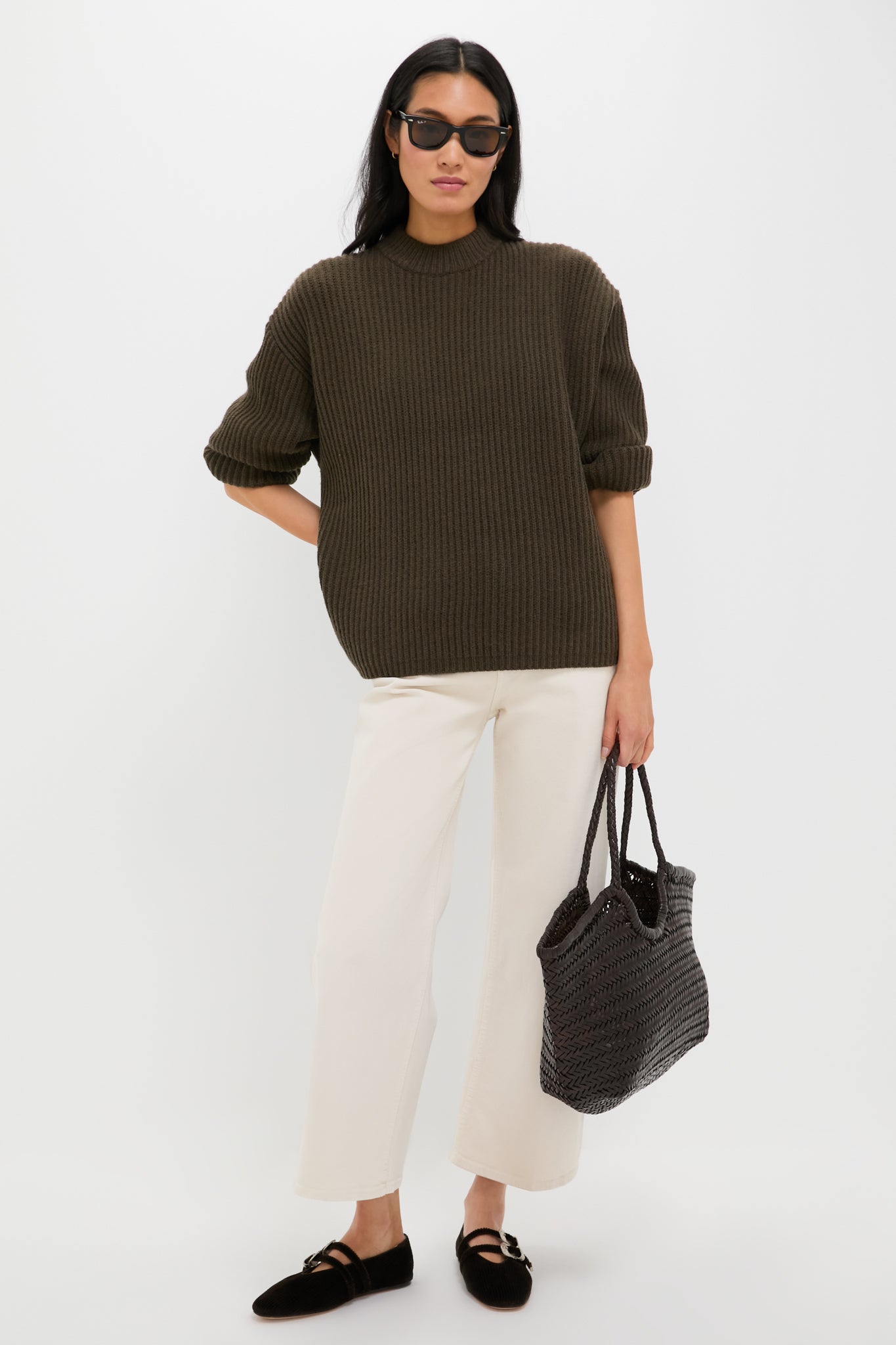 Olive Green Crewneck Jack Sweater-Charming Tale Store