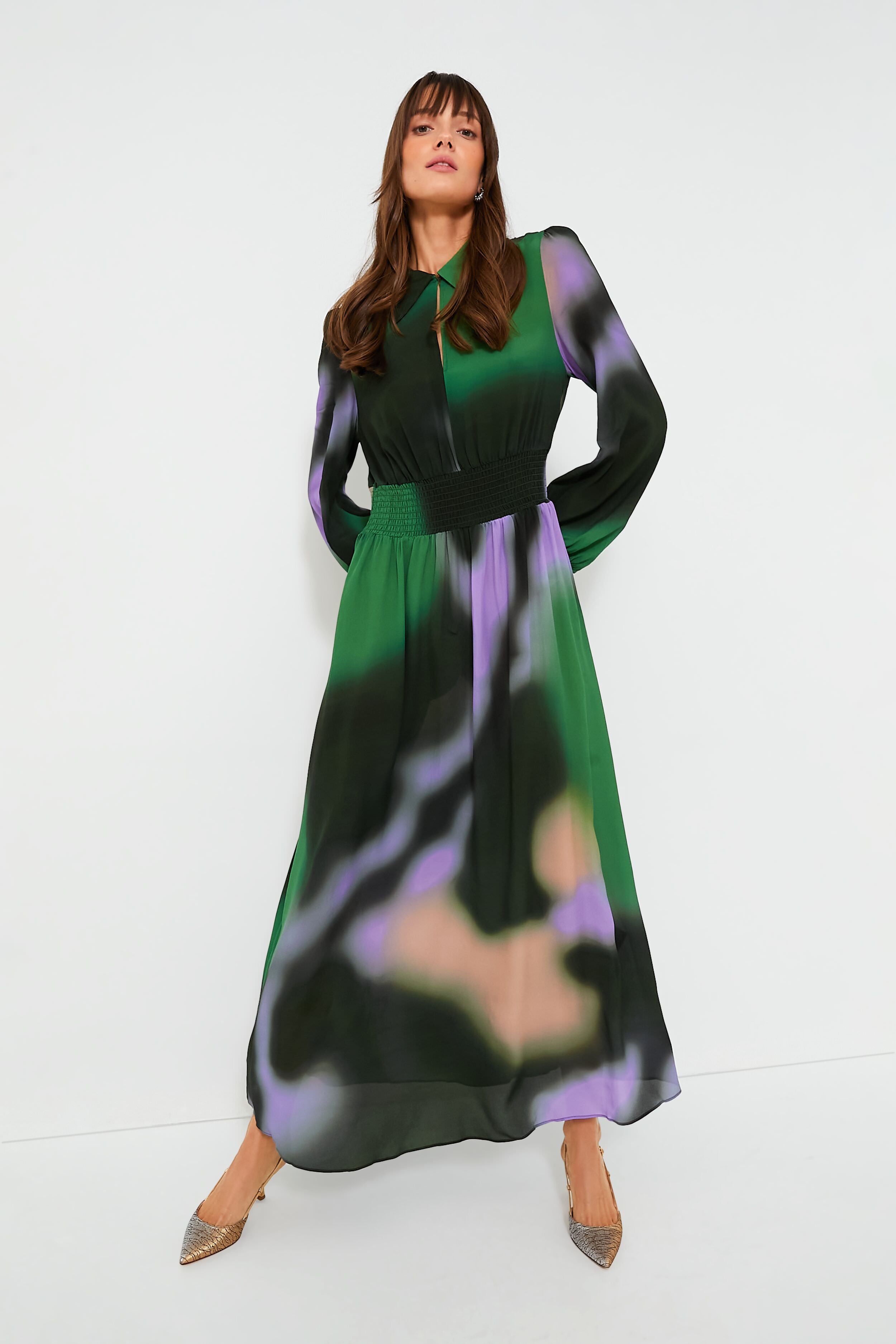 Green Fade Amber Dress-Charming Tale Store