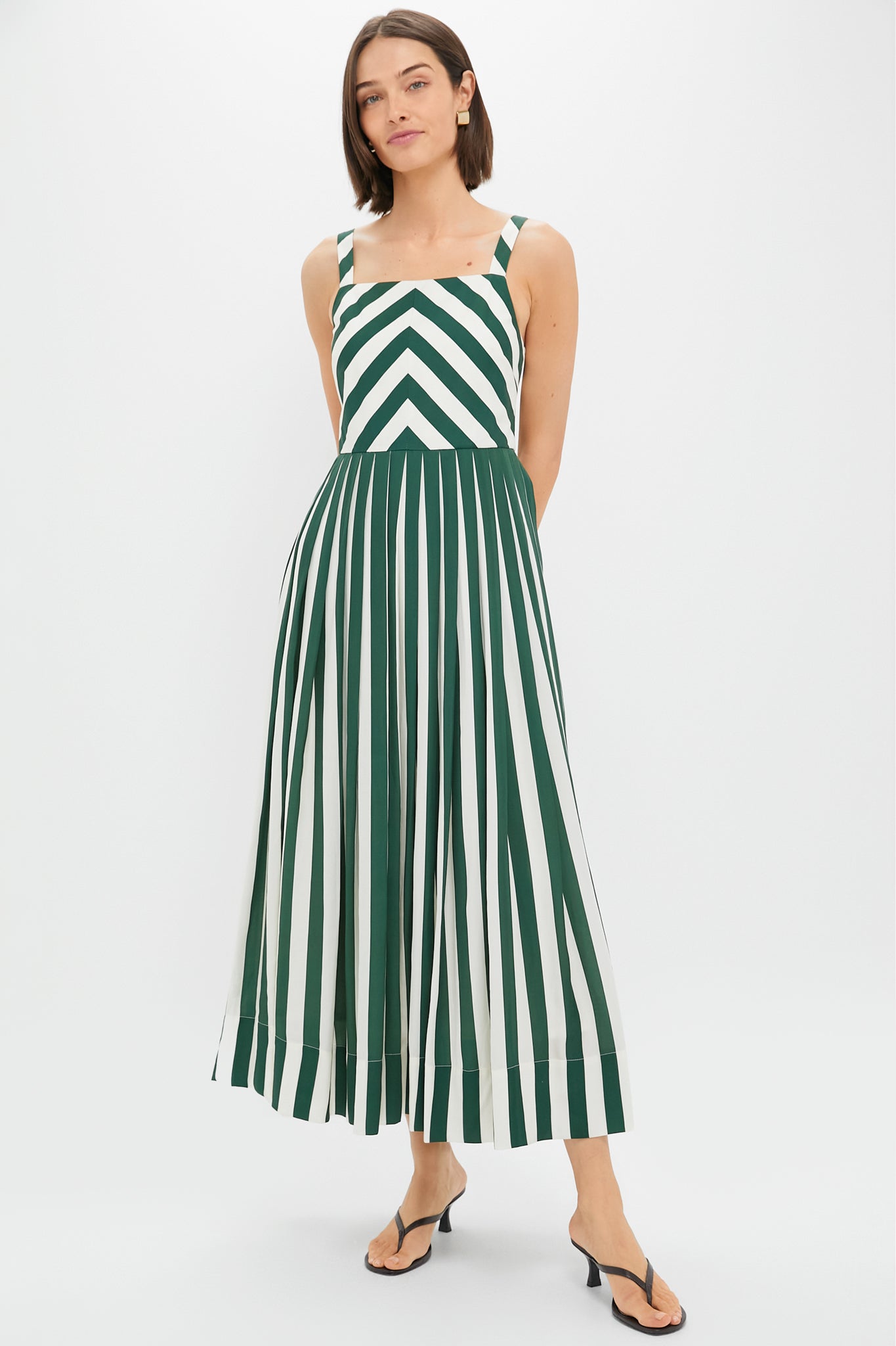 Green Stripe Laina Dress-Charming Tale Store