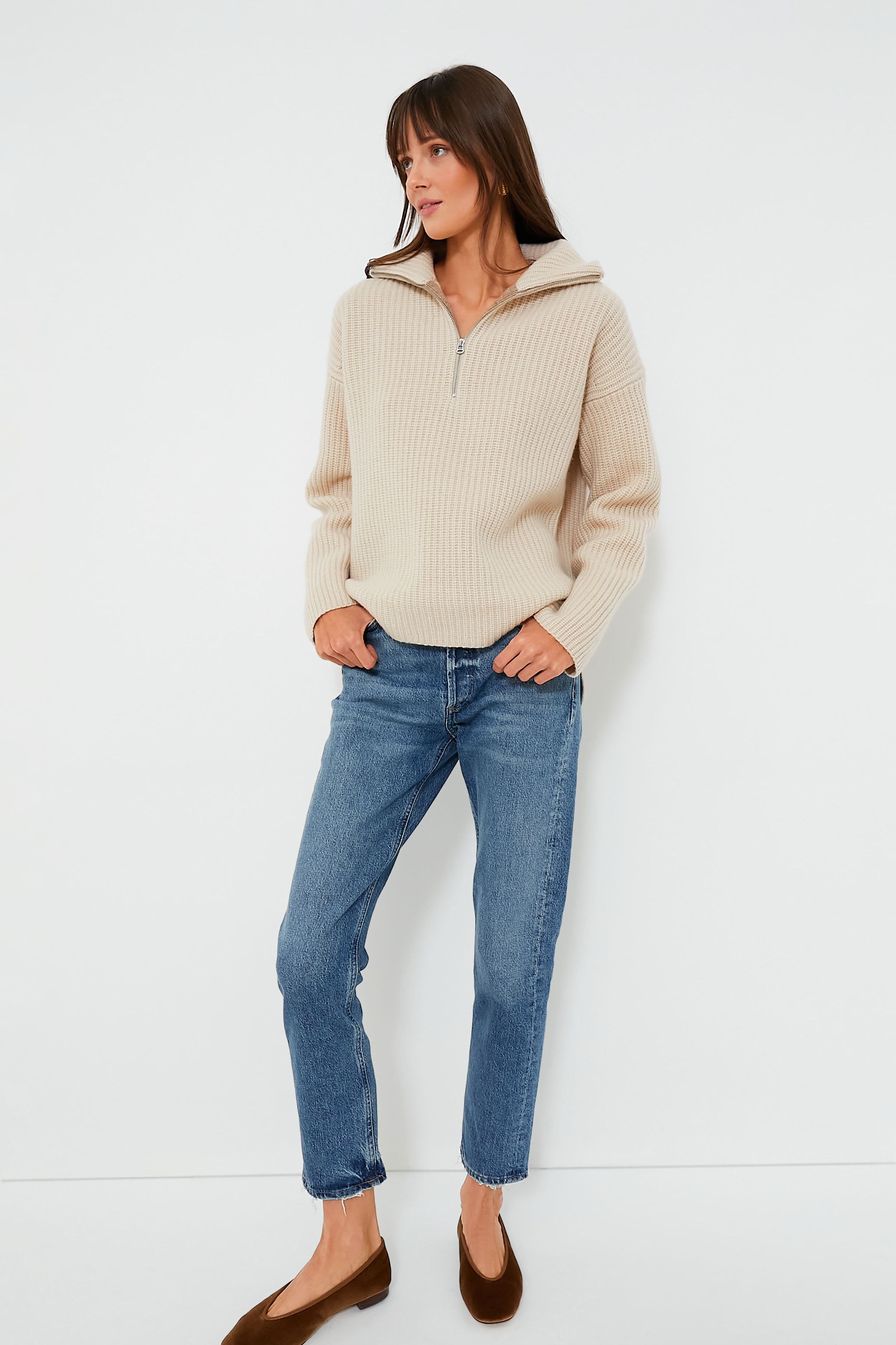 Buttermilk Felix Zip Merino Sweater-Charming Tale Store