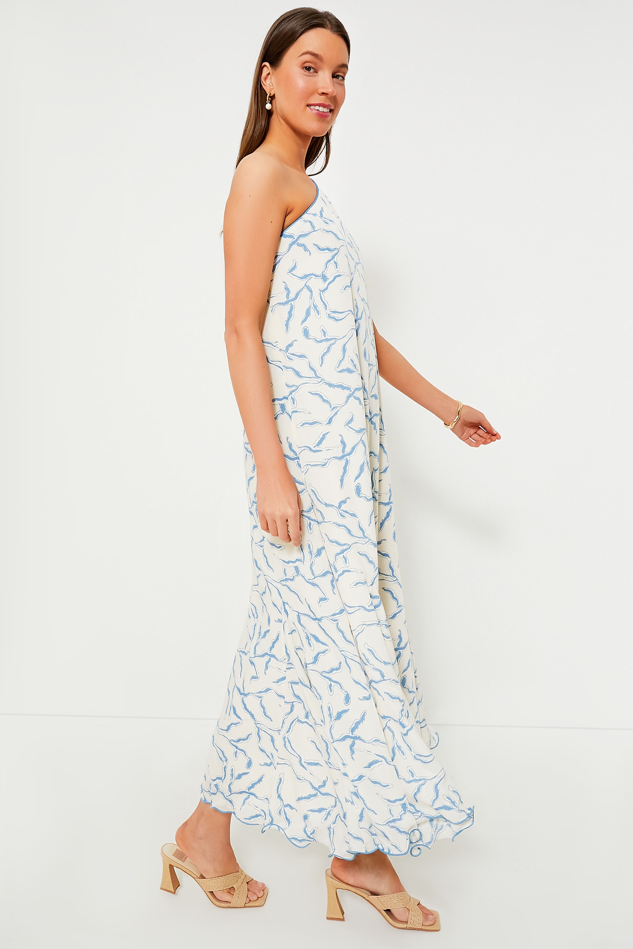 Cream & Blue Seaside Sabine Dress-Charming Tale Store