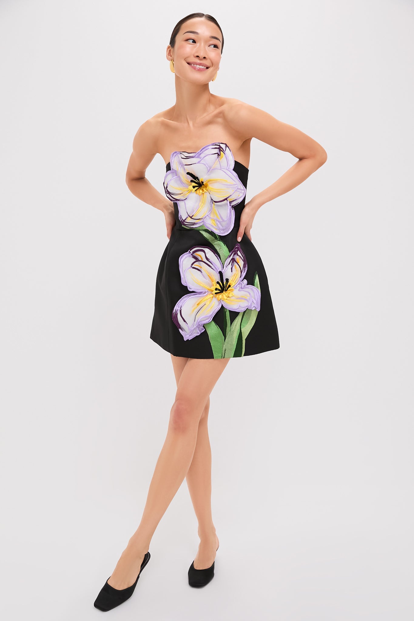 Ebony Iris Print Rosalie Mini Dress-Charming Tale Store