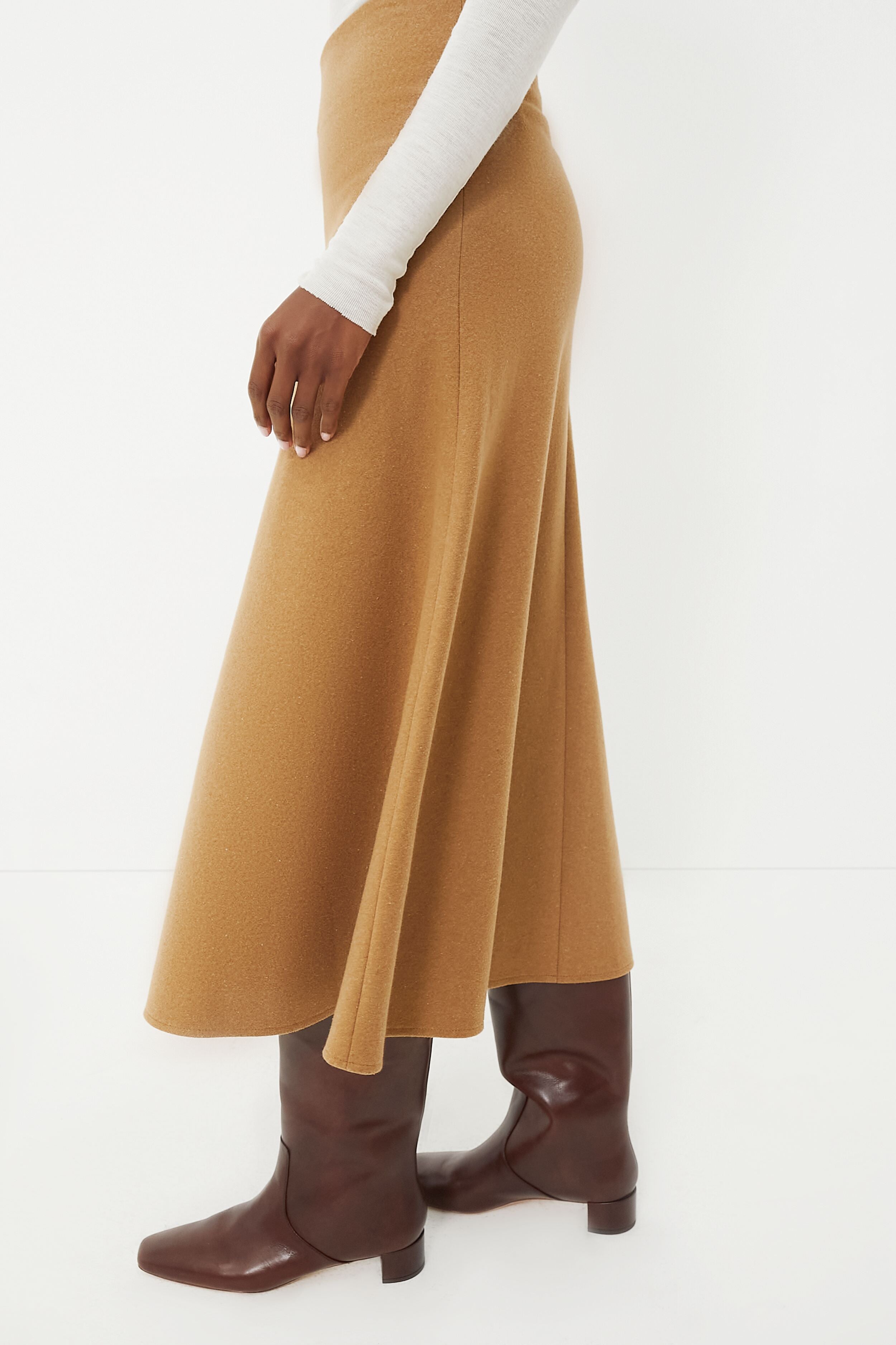 Camel Boushra Midi Skirt-Charming Tale Store