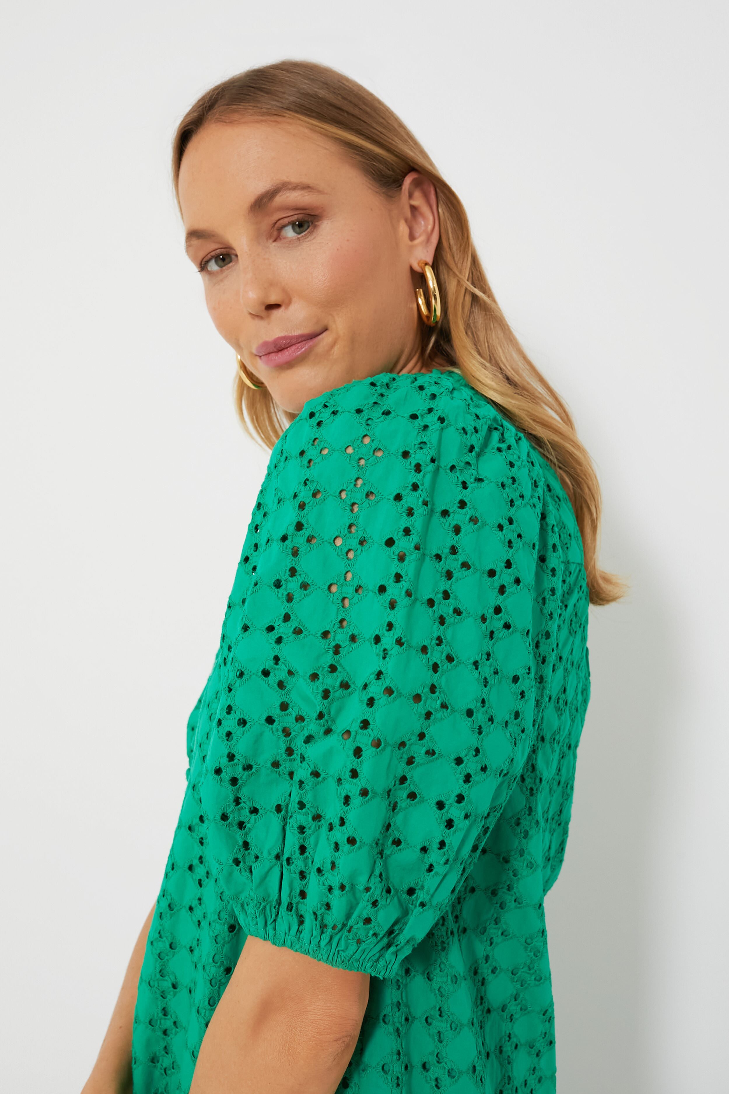 Green Eyelet Midi Tryall Dress-Charming Tale Store