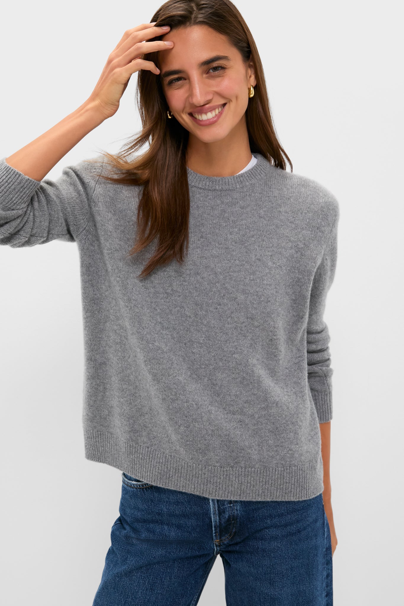 Shadow Gray Bodie Cashmere Boyfriend Crewneck-Charming Tale Store