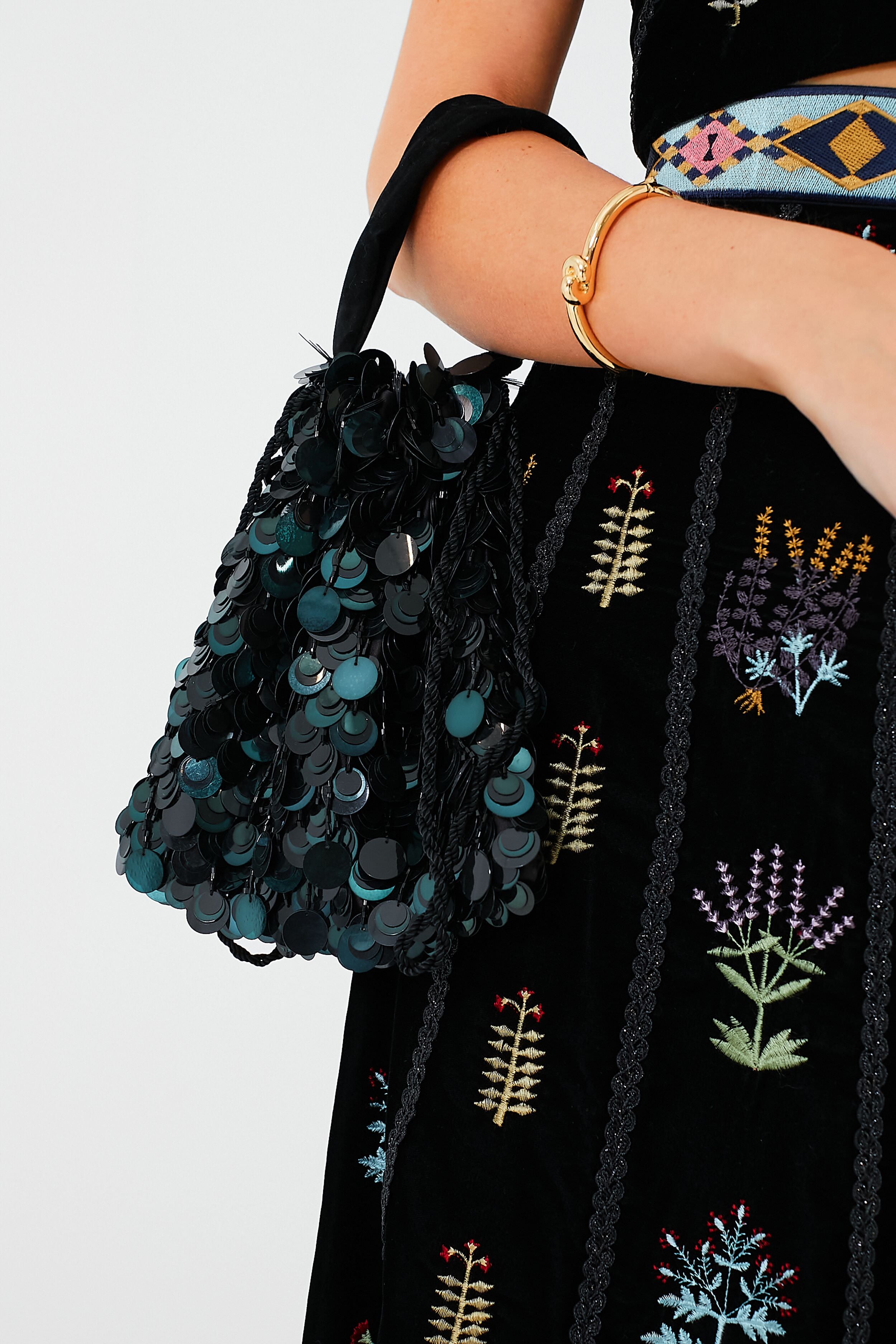 Dark Peacock Sequin Gala Bag-Charming Tale Store