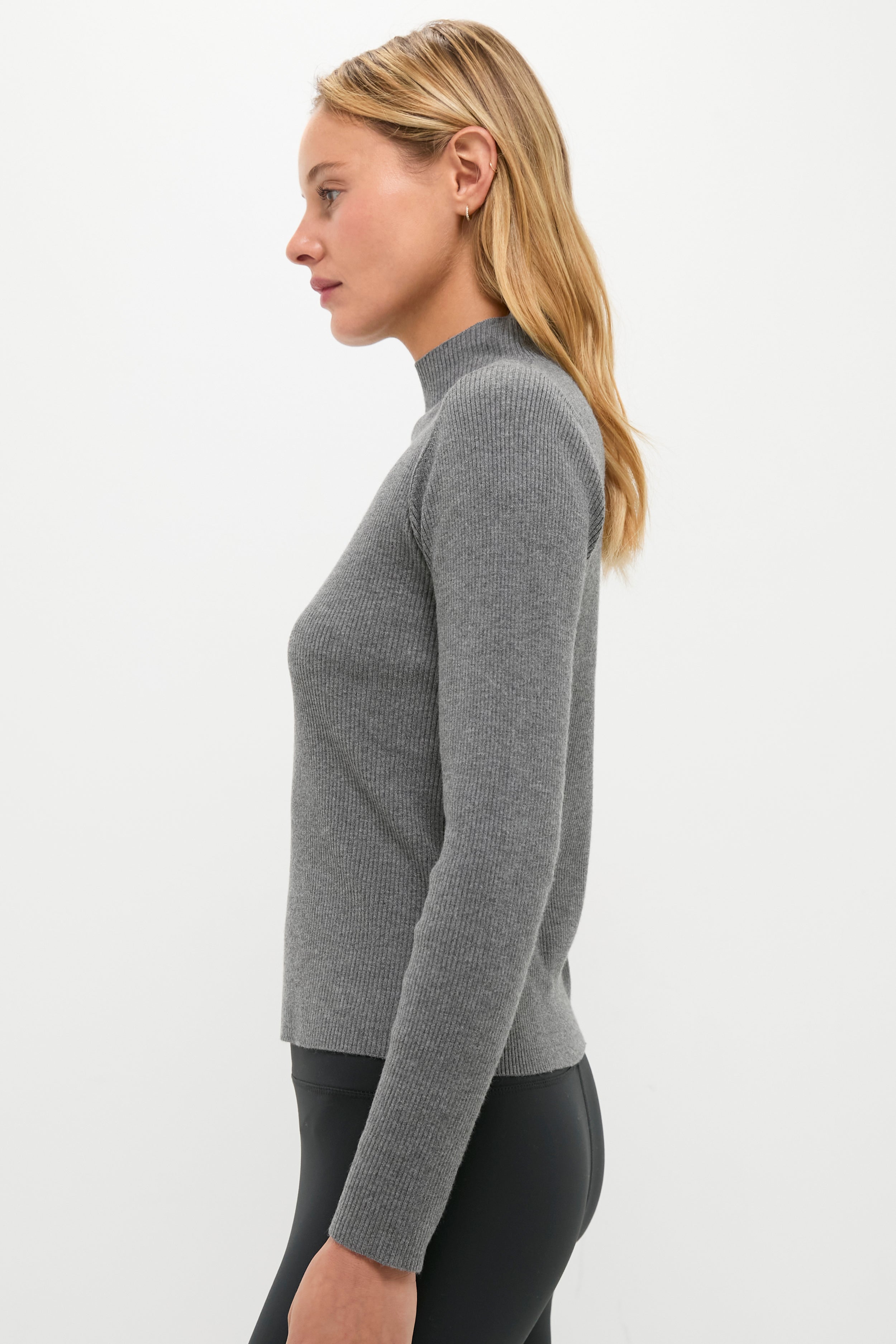 Gray Ribbed Holden Turtleneck-Charming Tale Store