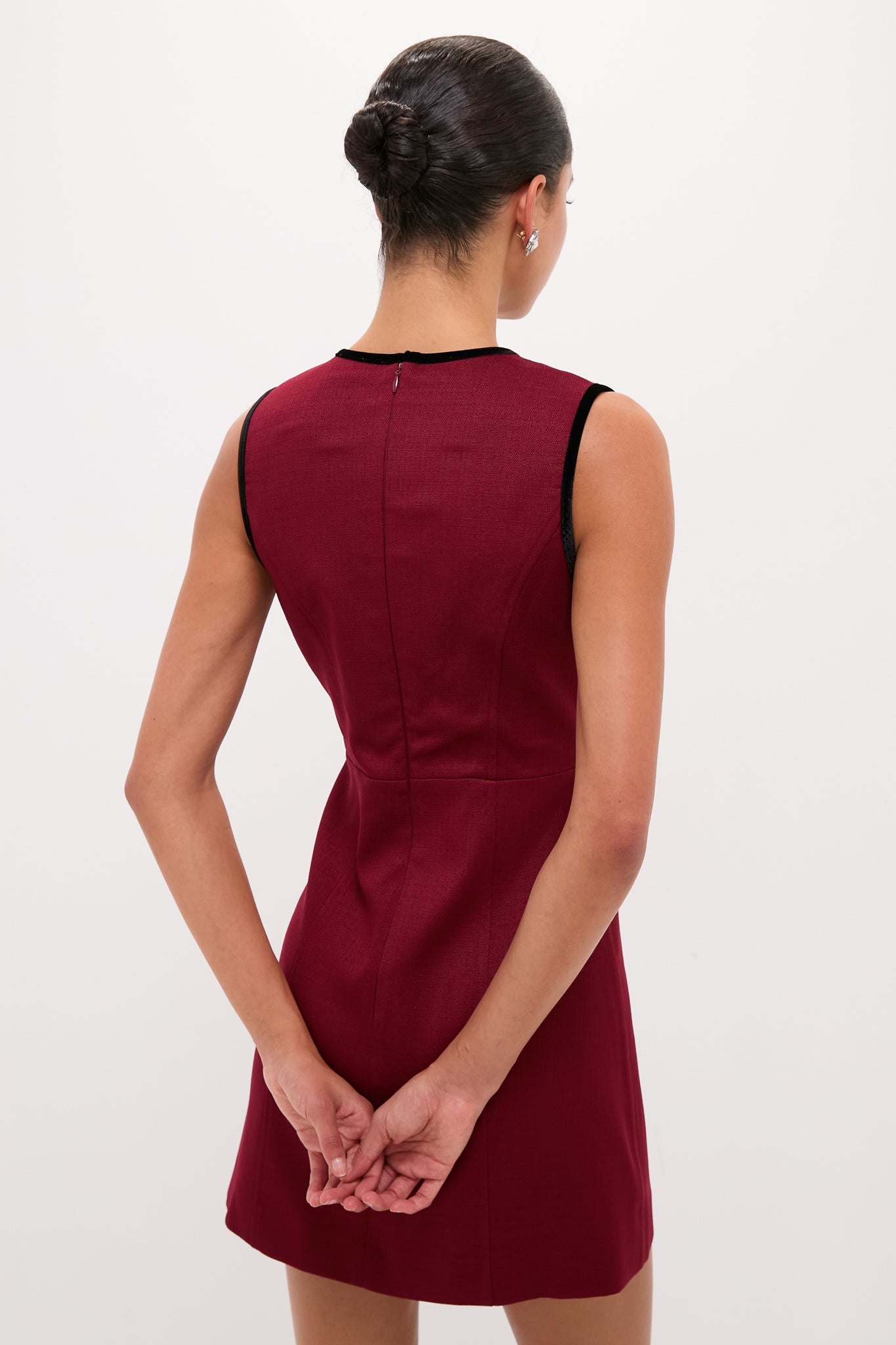 Cranberry Velvet Bow Jaclyn Mini Dress-Charming Tale Store