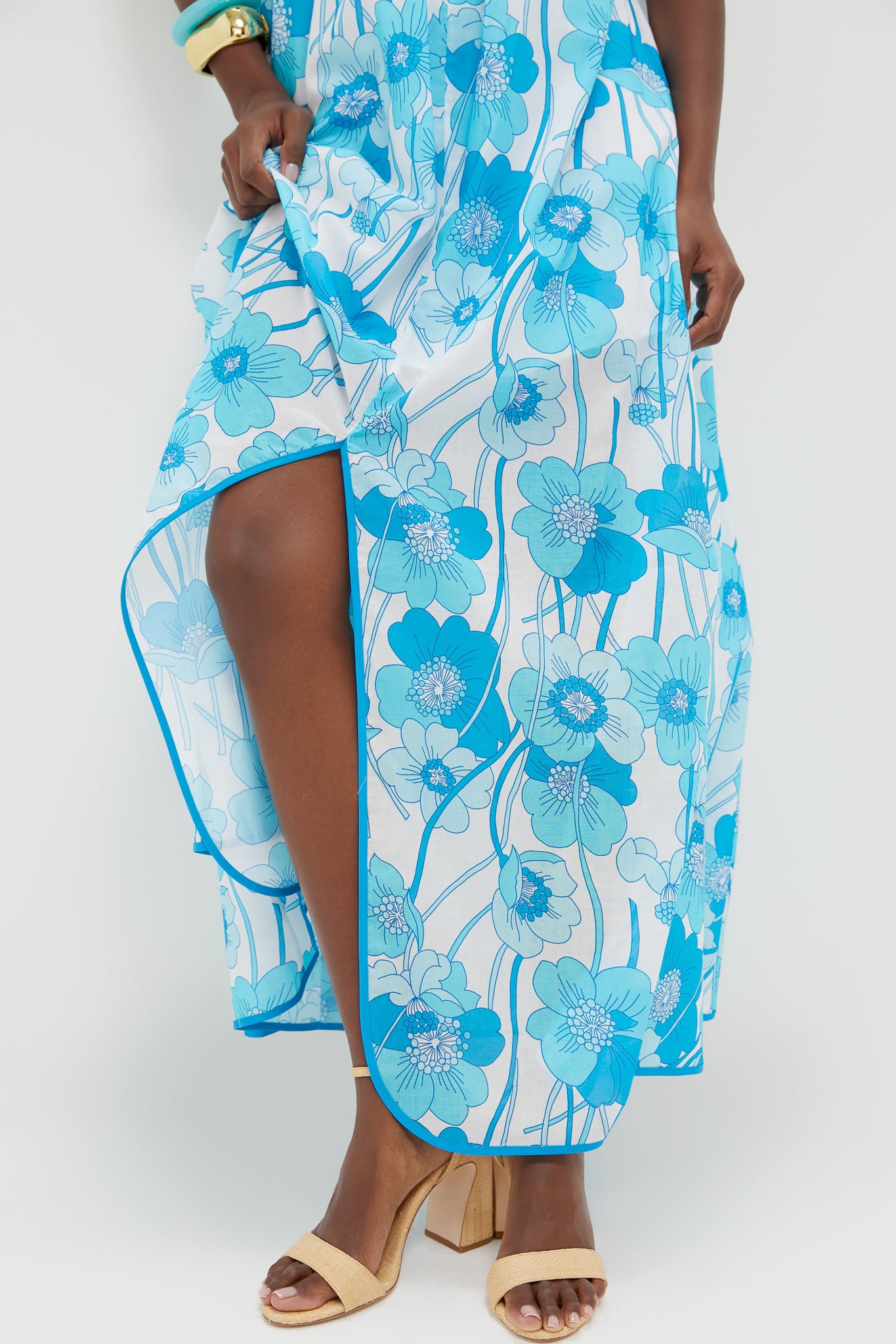 Flowers Waves Maui Halter Midi Dress-Charming Tale Store