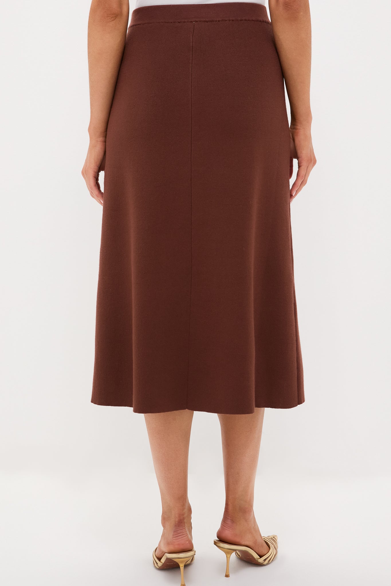 Chocolate Brown Knit Philomena Midi Skirt-Charming Tale Store