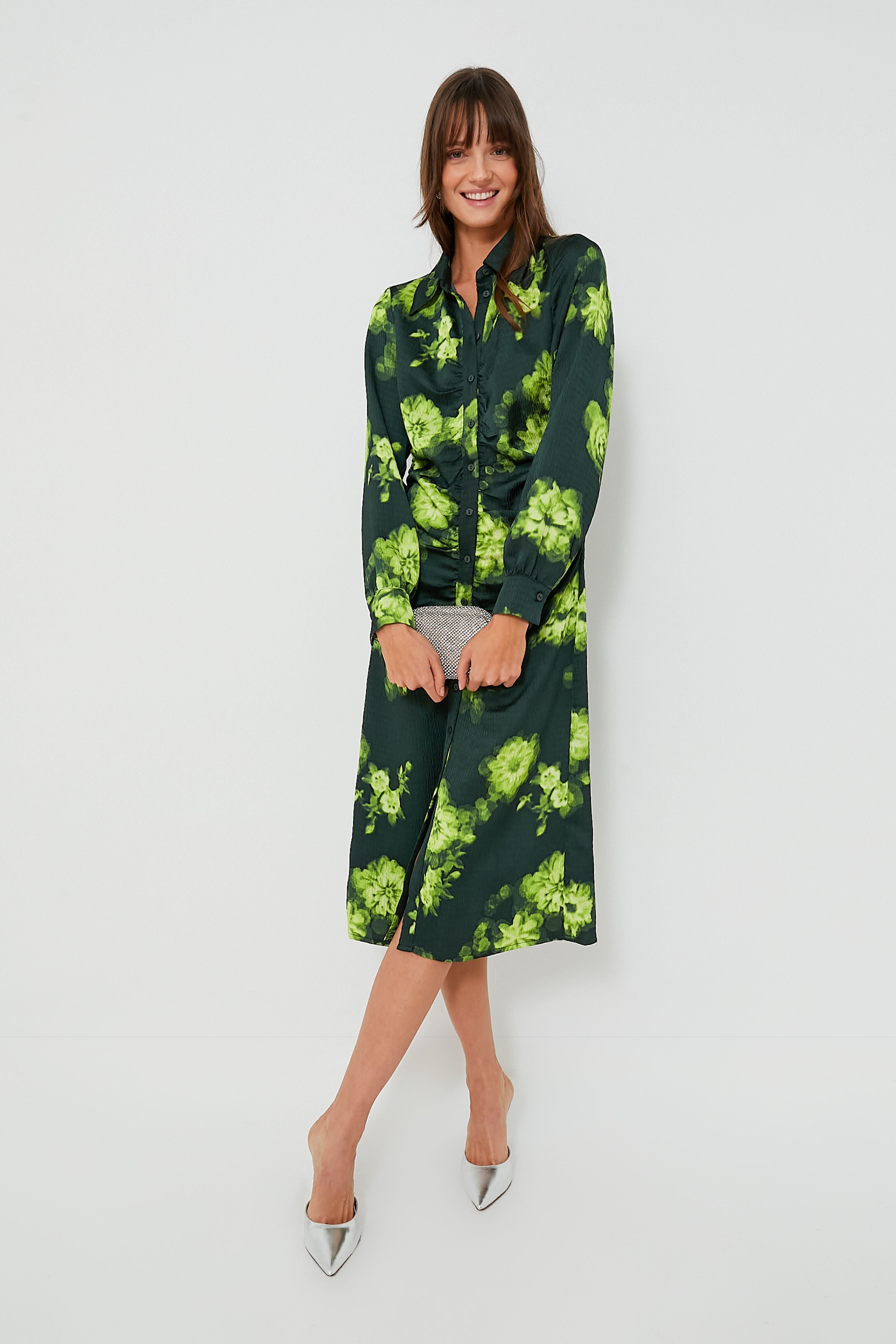 Green Margot Flower Abira Dress-Charming Tale Store