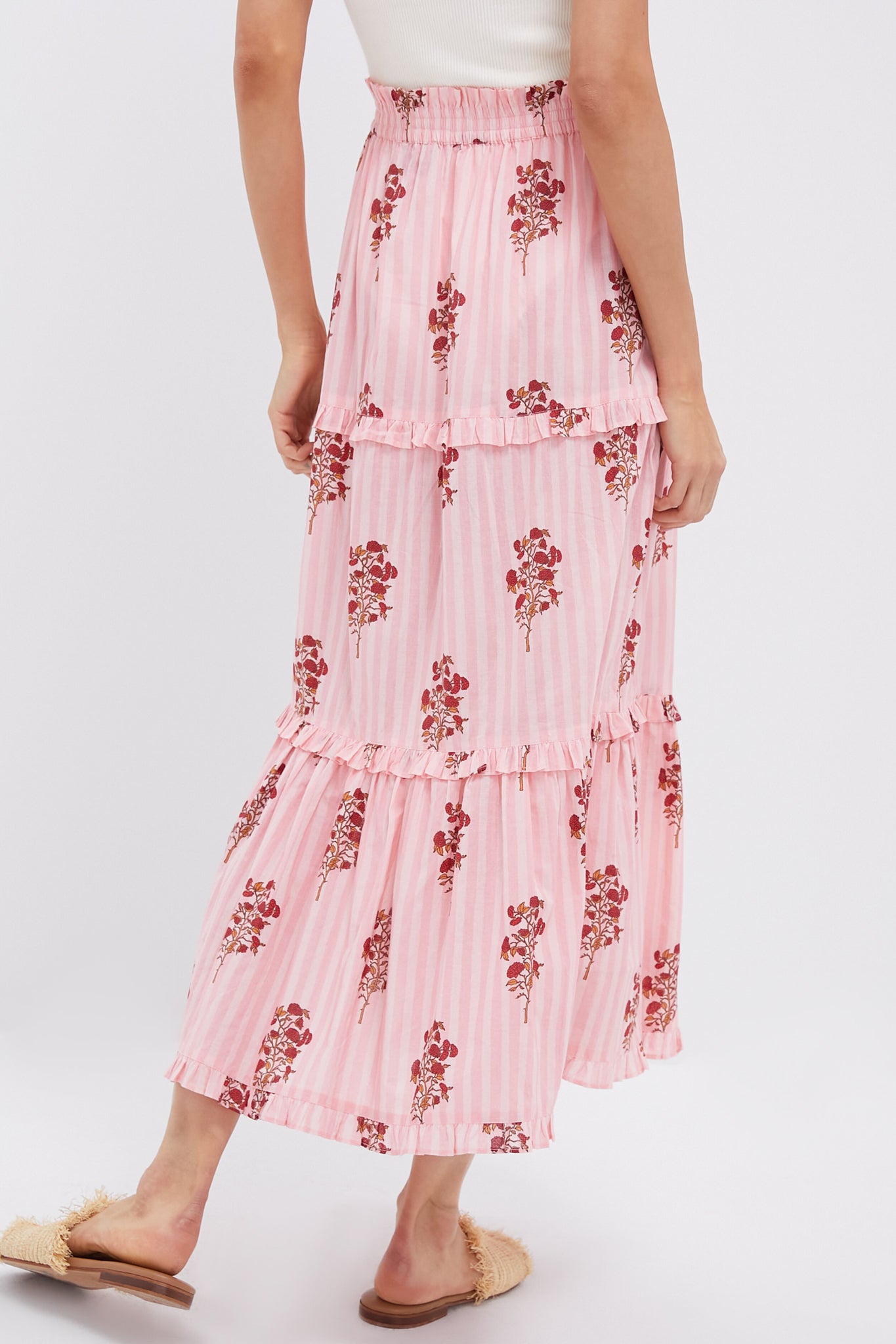 Blush Striped Bouquet Prado Skirt-Charming Tale Store