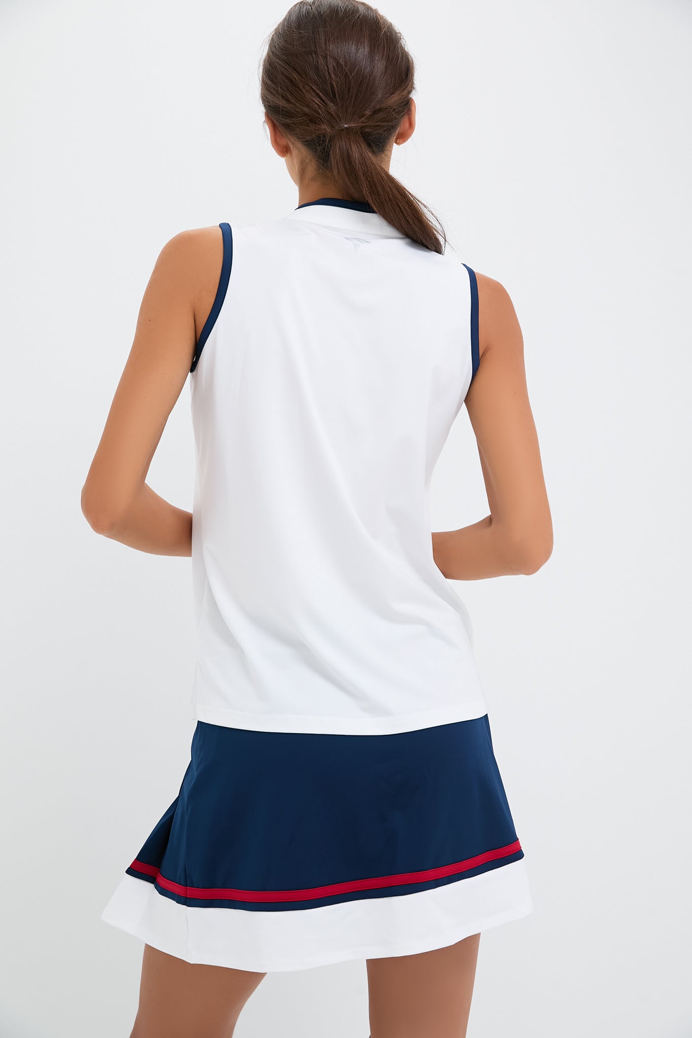 White Sleeveless Performance Jersey Connors Mock Neck-Charming Tale Store