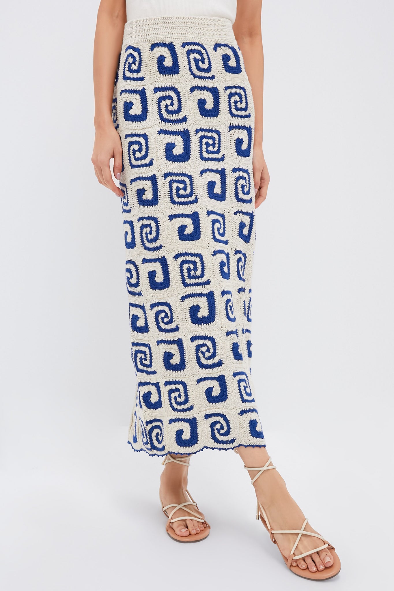 Blue Swirl Crochet Ana Skirt-Charming Tale Store