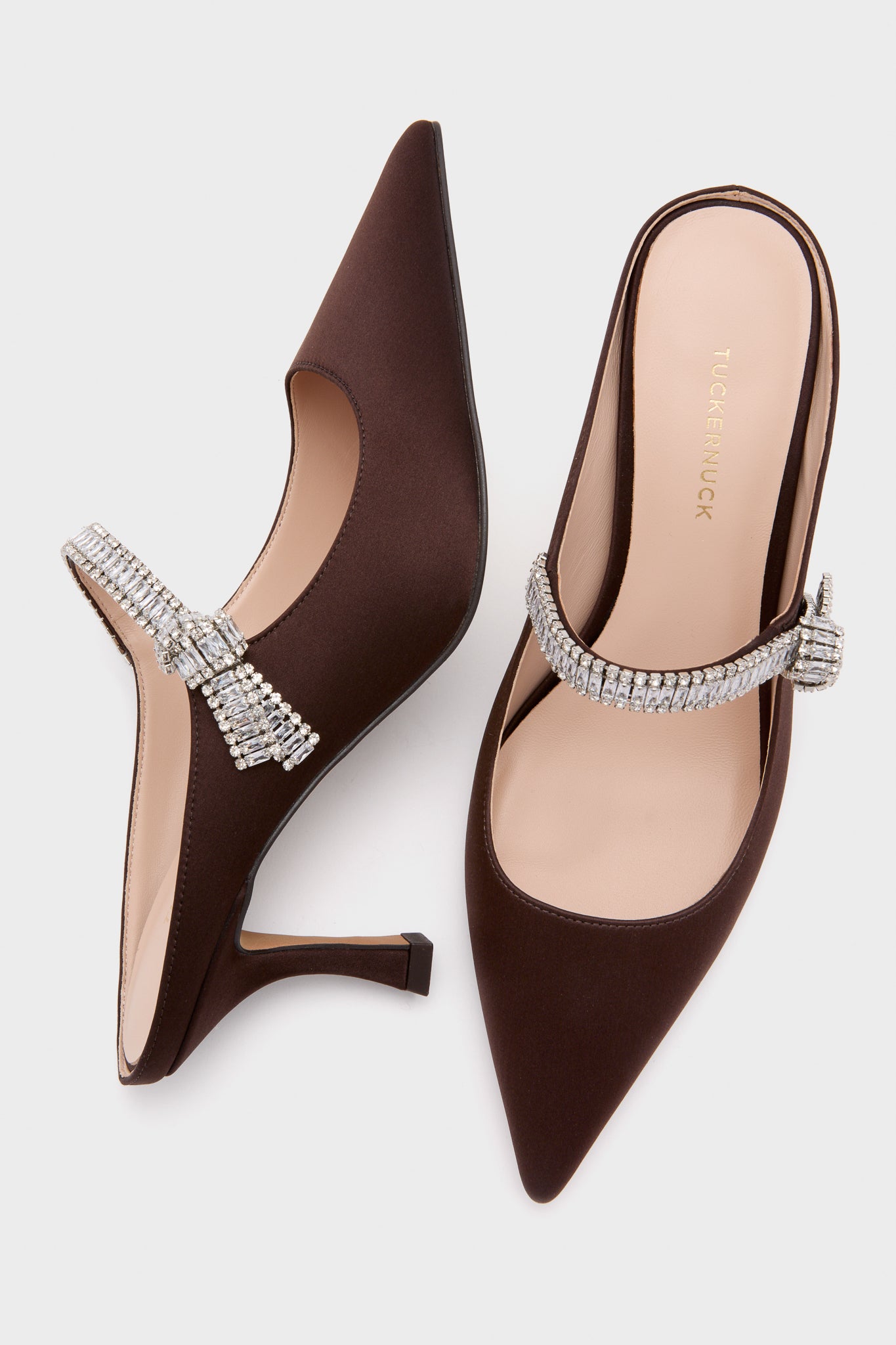 Chocolate Satin Mae Heels-Charming Tale Store