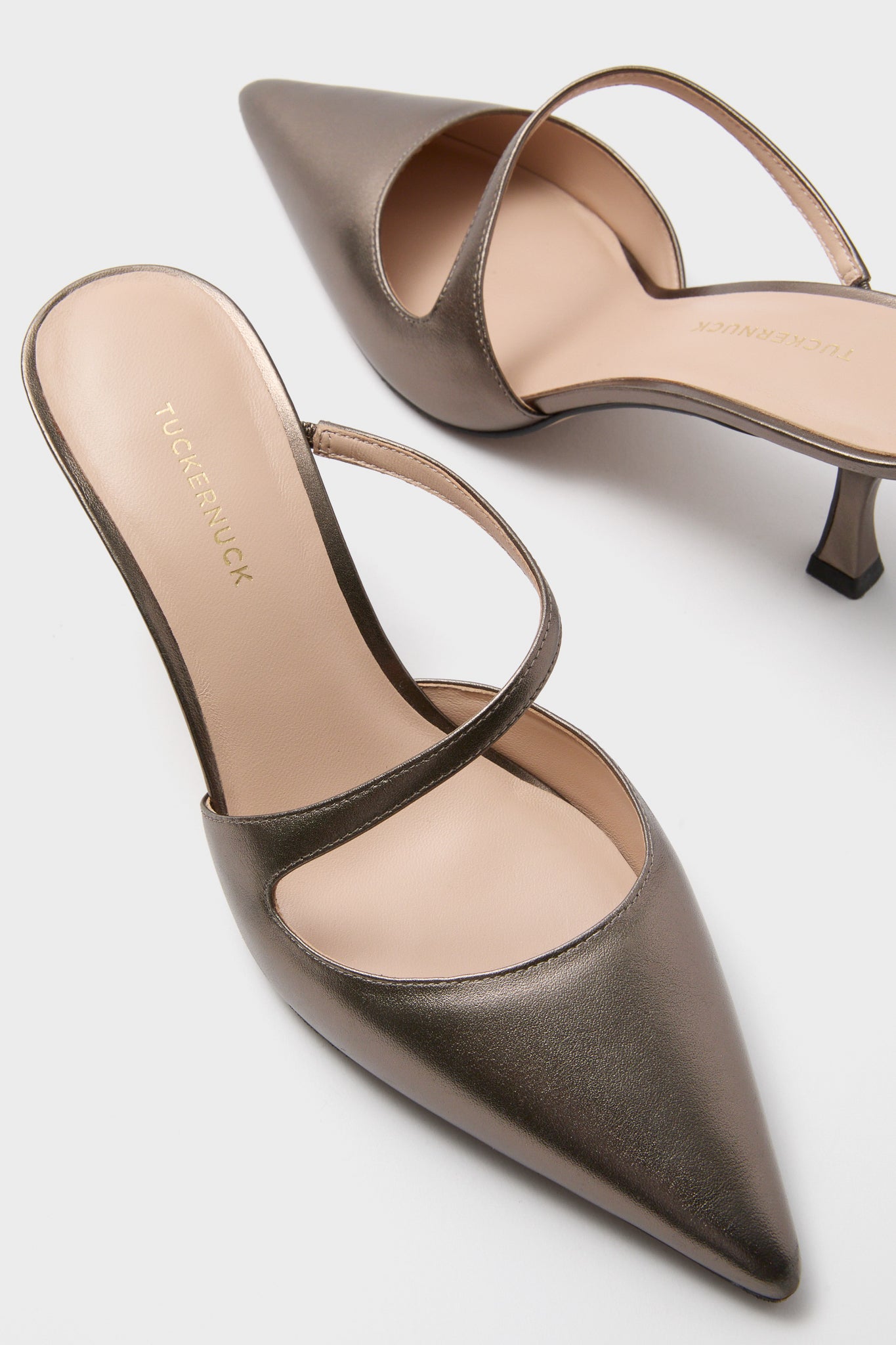 Gunmetal Leather Mimi Heels-Charming Tale Store