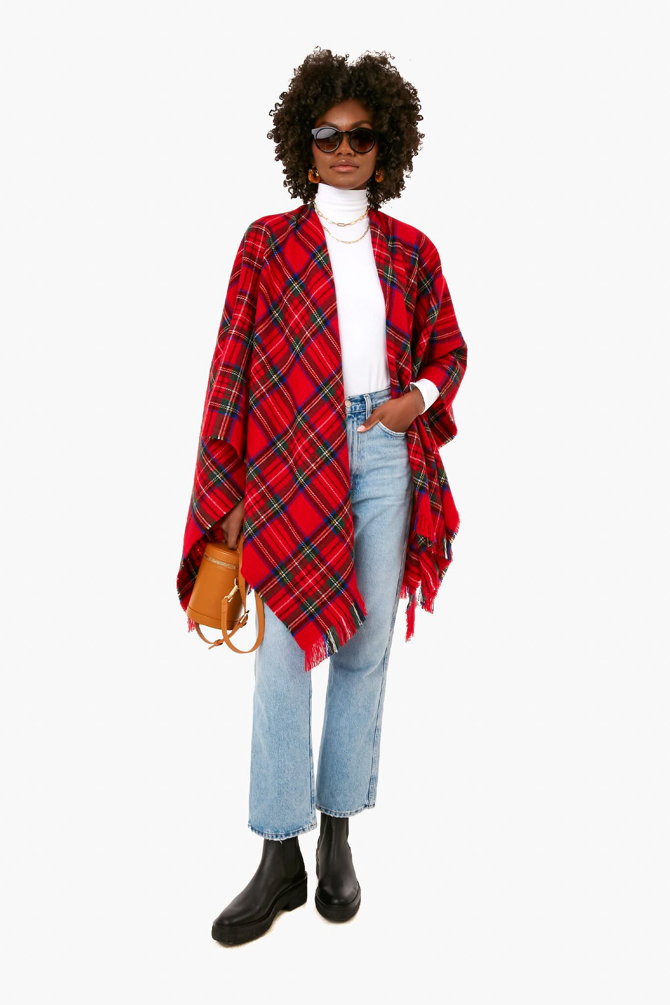 Exclusive Ruana Plaid Poncho-Charming Tale Store