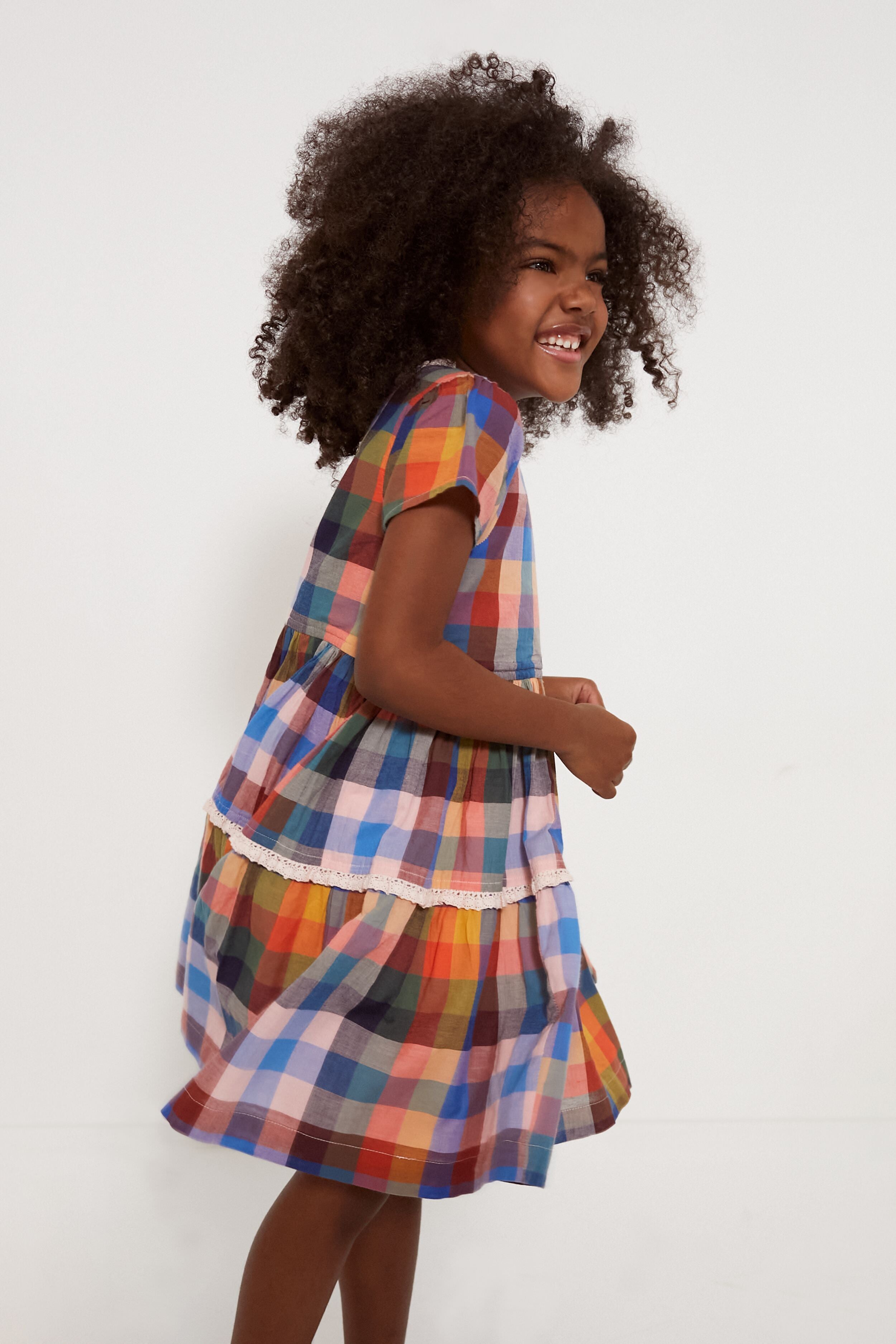 Technicolor Check Charlie Dress-Charming Tale Store