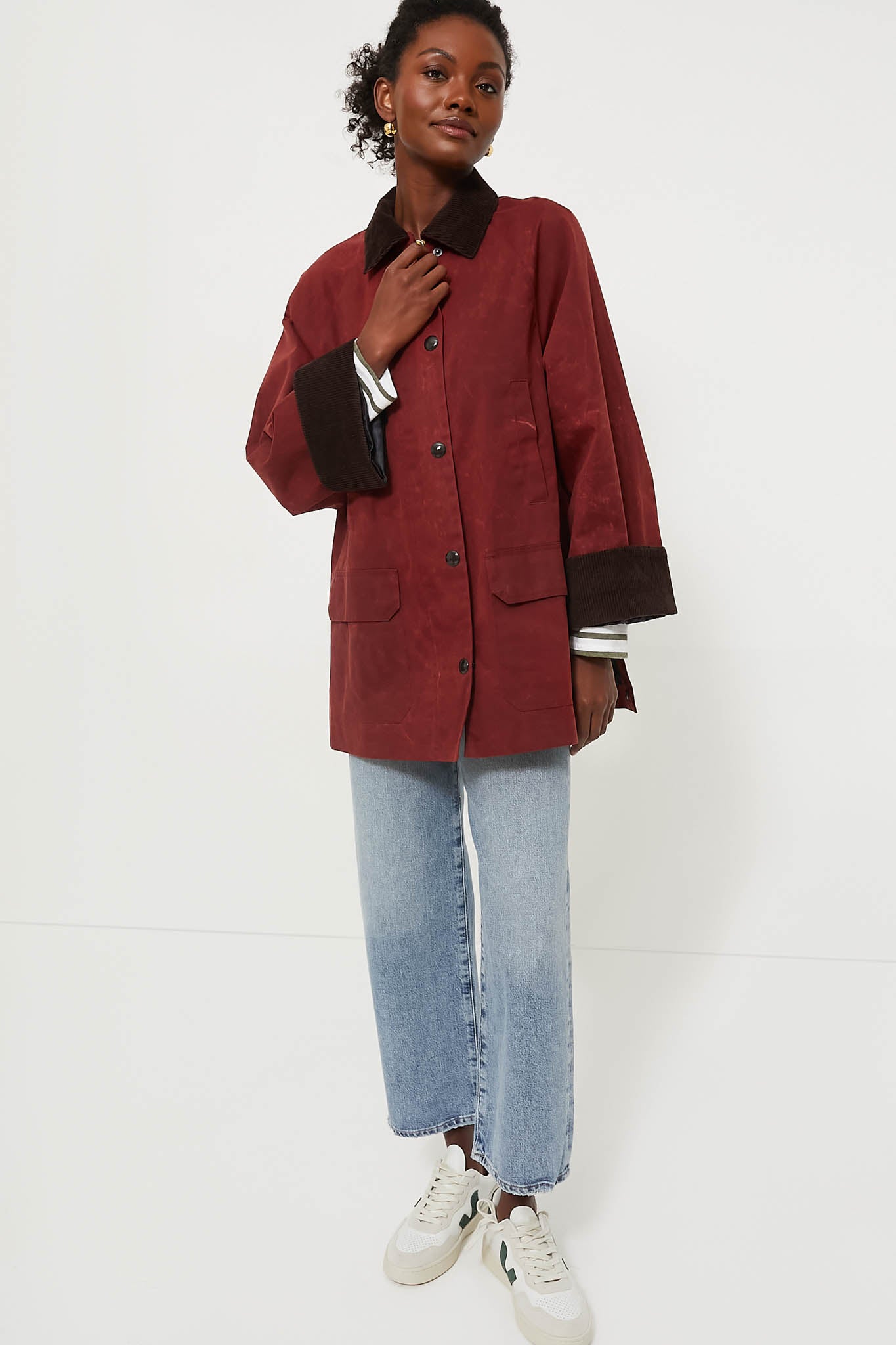 Brick Red Chiltern Street Jacket in Waxed Cotton-Charming Tale Store