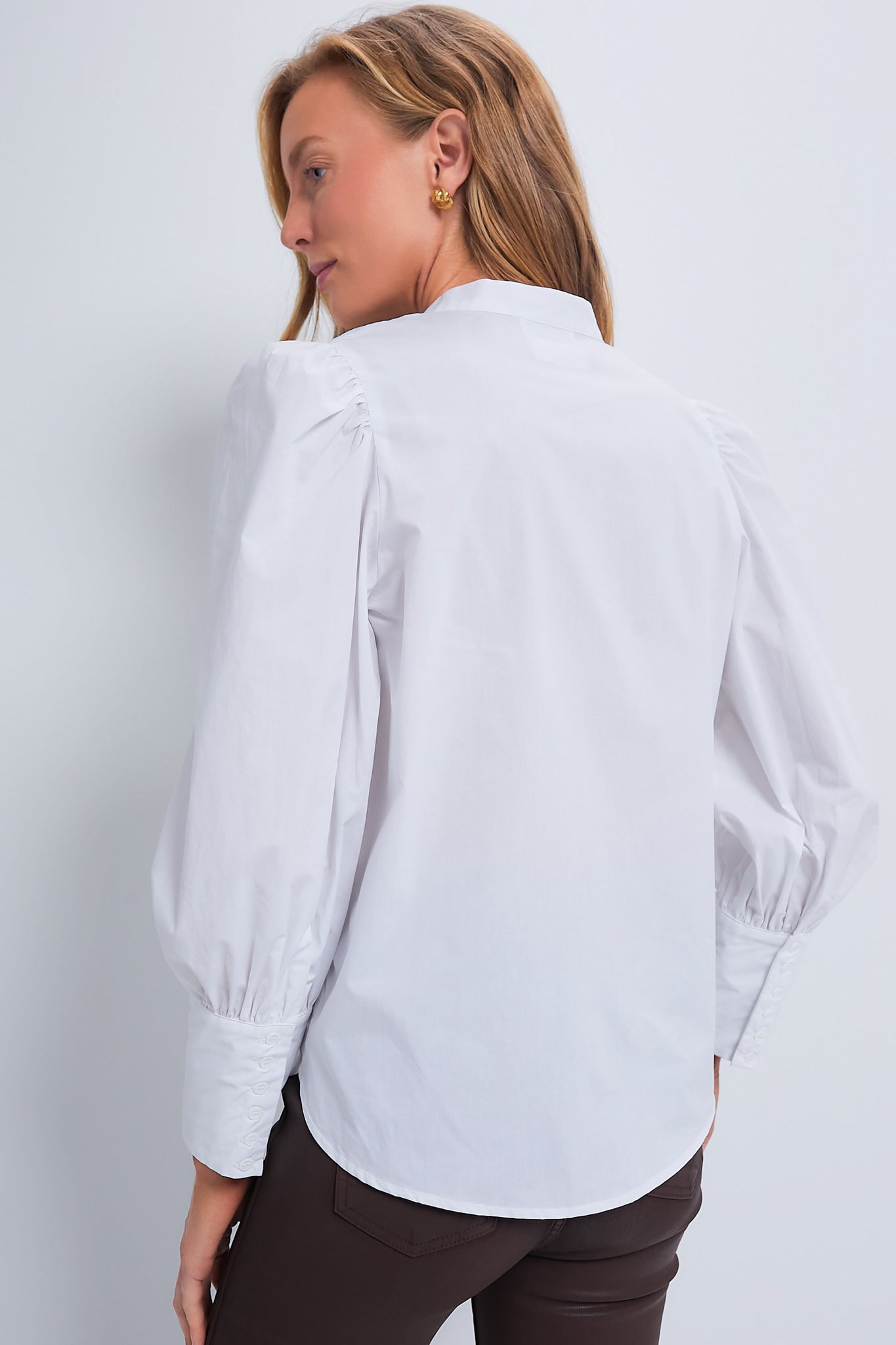 White Long Sleeve Vail Blouse-Charming Tale Store